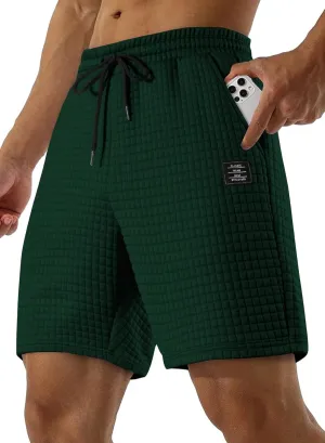 JMIERR Mens Sweat Shorts Casual Stretch Elastic Waist Waffle Workout Gym Short 7 inch Inseam Running Short with Pocket