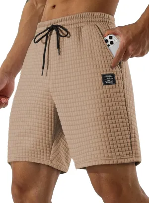 JMIERR Mens Sweat Shorts Casual Stretch Elastic Waist Waffle Workout Gym Short 7 inch Inseam Running Short with Pocket