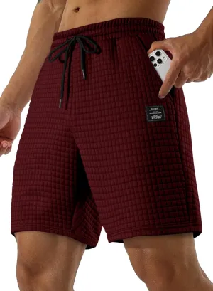 JMIERR Mens Sweat Shorts Casual Stretch Elastic Waist Waffle Workout Gym Short 7 inch Inseam Running Short with Pocket