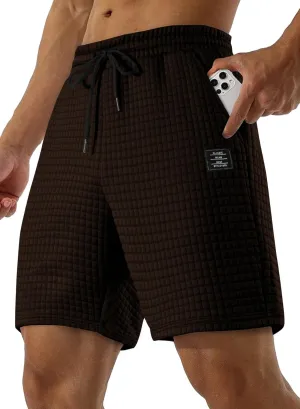 JMIERR Mens Sweat Shorts Casual Stretch Elastic Waist Waffle Workout Gym Short 7 inch Inseam Running Short with Pocket