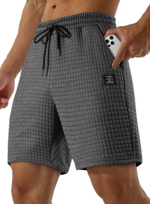 JMIERR Mens Sweat Shorts Casual Stretch Elastic Waist Waffle Workout Gym Short 7 inch Inseam Running Short with Pocket