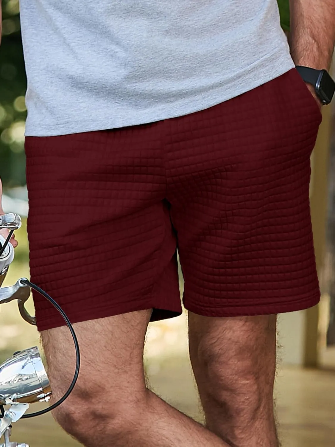 JMIERR Mens Sweat Shorts Casual Stretch Elastic Waist Waffle Workout Gym Short 7 inch Inseam Running Short with Pocket