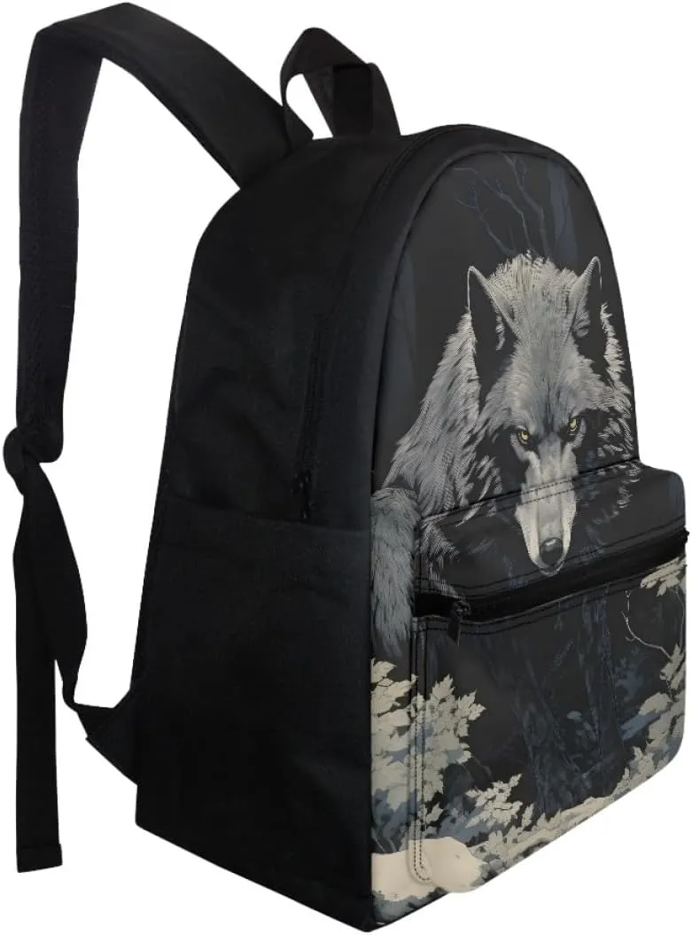 JooMeryer Wolf Head Printed Backpack for Boys Teens Mens Cool Animal School Bag Bookbag Daypack for Preschool Elementary,Anger Wolf