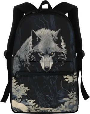 JooMeryer Wolf Head Printed Backpack for Boys Teens Mens Cool Animal School Bag Bookbag Daypack for Preschool Elementary,Anger Wolf