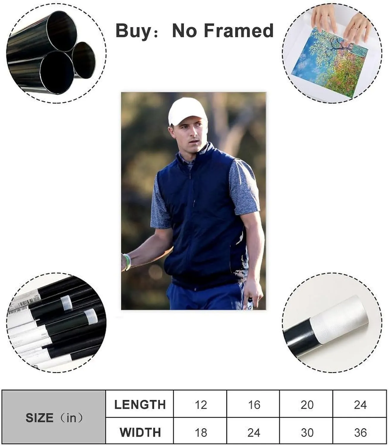 Jordan Spieth Golf Poster03 Canvas Poster Bedroom Decor Sports Landscape Office Room Decor Gift Unframe:24x36inch(60x90cm)