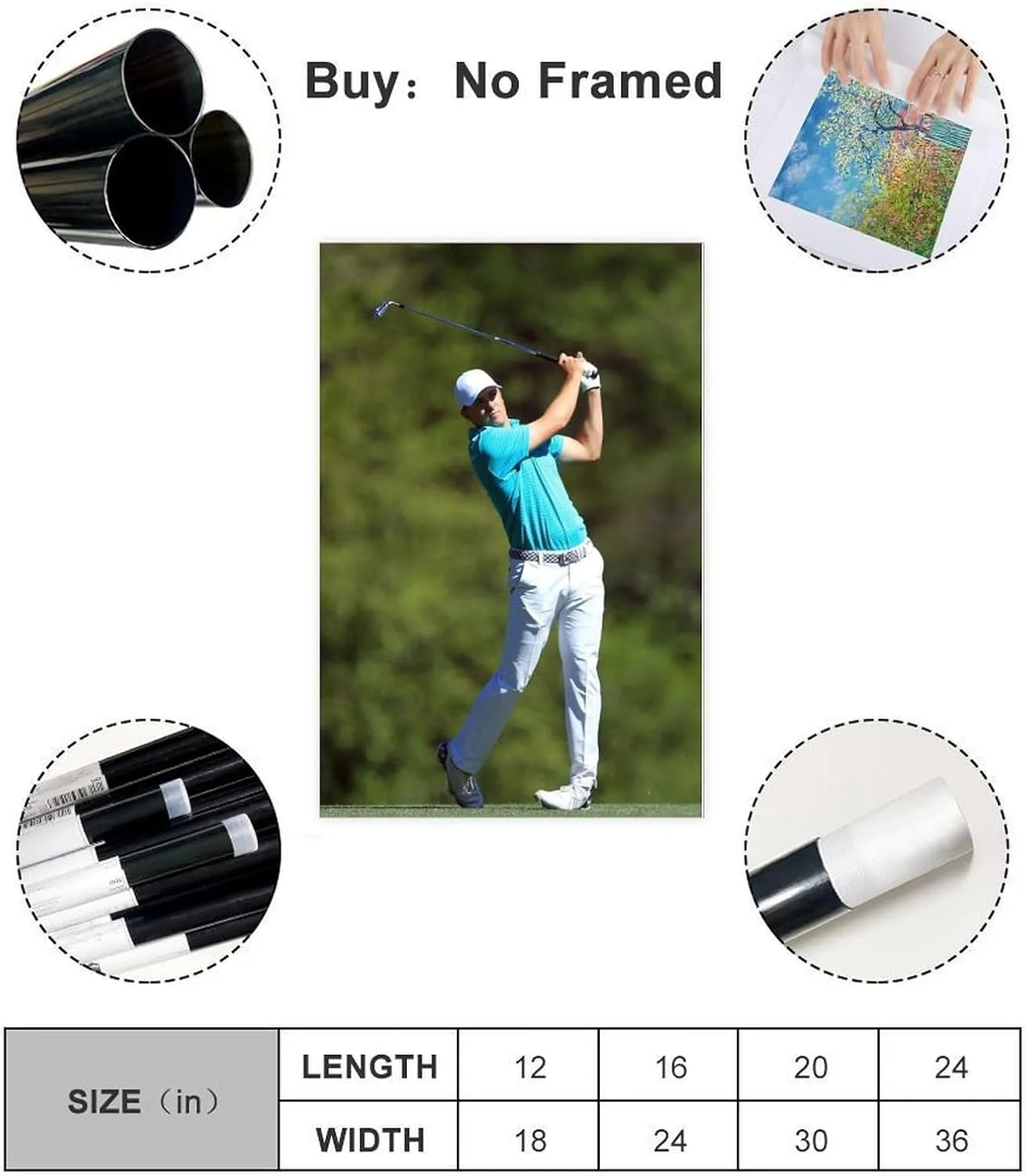 Jordan Spieth Golf Poster16 Canvas Poster Bedroom Decor Sports Landscape Office Room Decor Gift Unframe:24x36inch(60x90cm)
