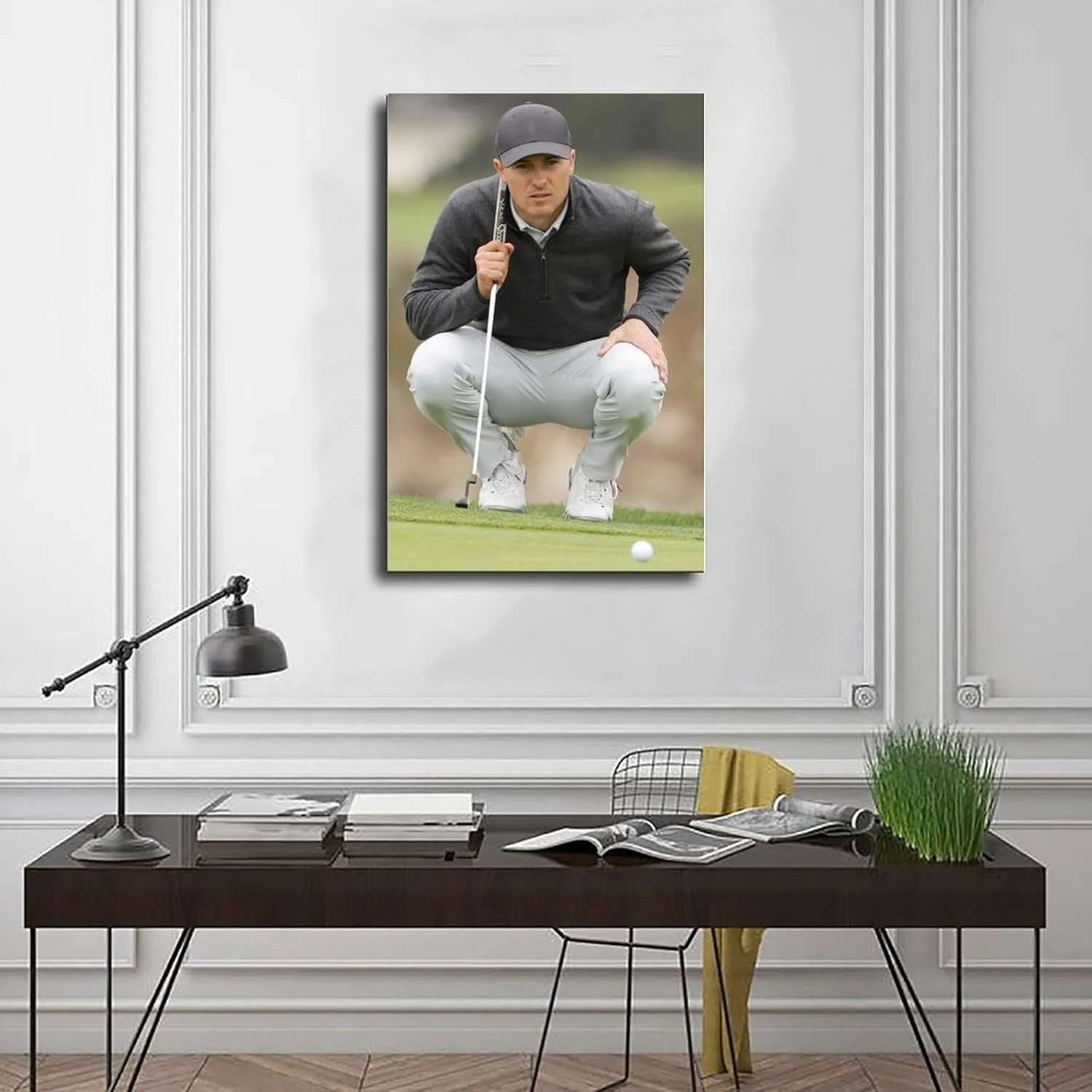 Jordan Spieth Golf Poster20 Canvas Poster Bedroom Decor Sports Landscape Office Room Decor Gift Frame:12x18inch(30x45cm)