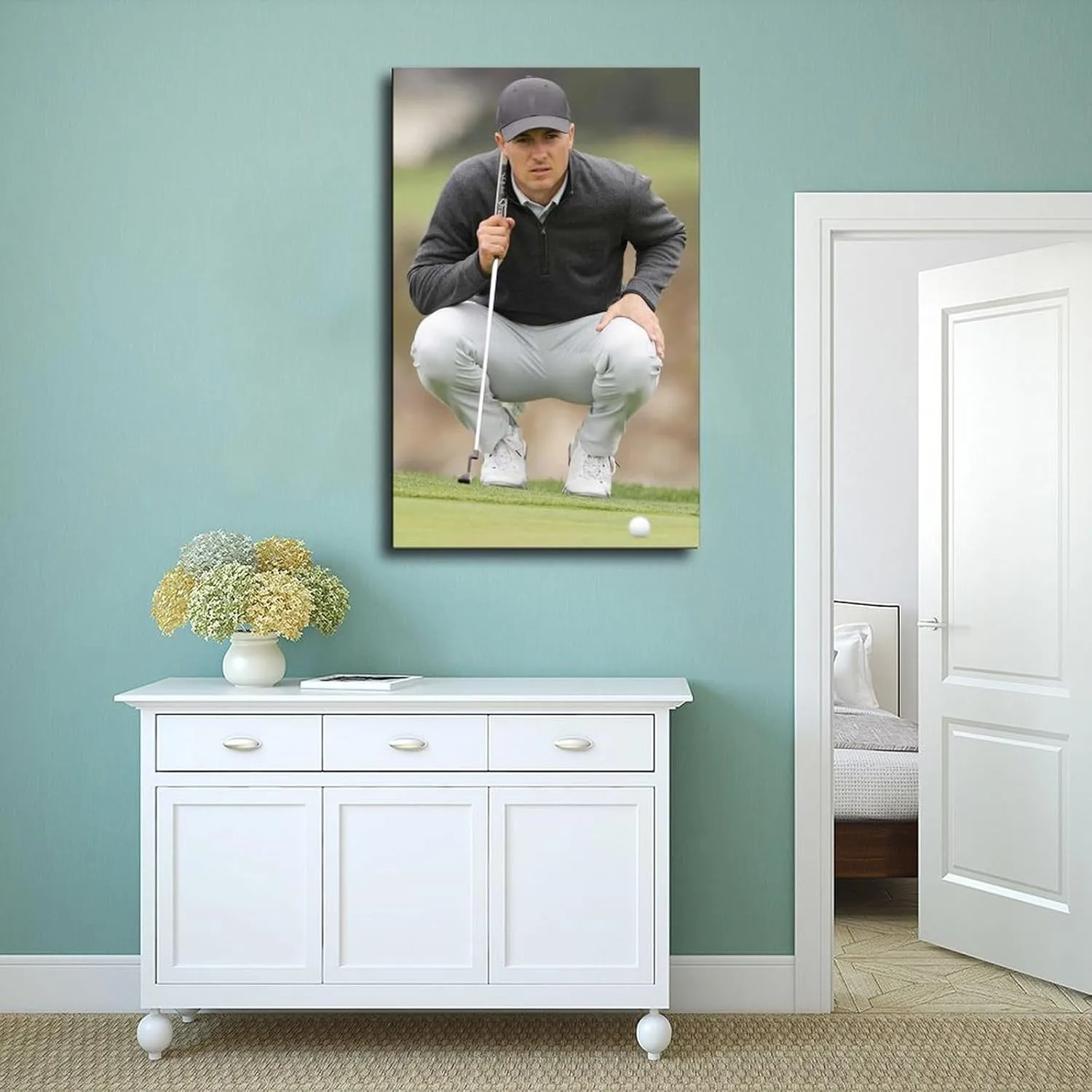 Jordan Spieth Golf Poster20 Canvas Poster Bedroom Decor Sports Landscape Office Room Decor Gift Frame:12x18inch(30x45cm)