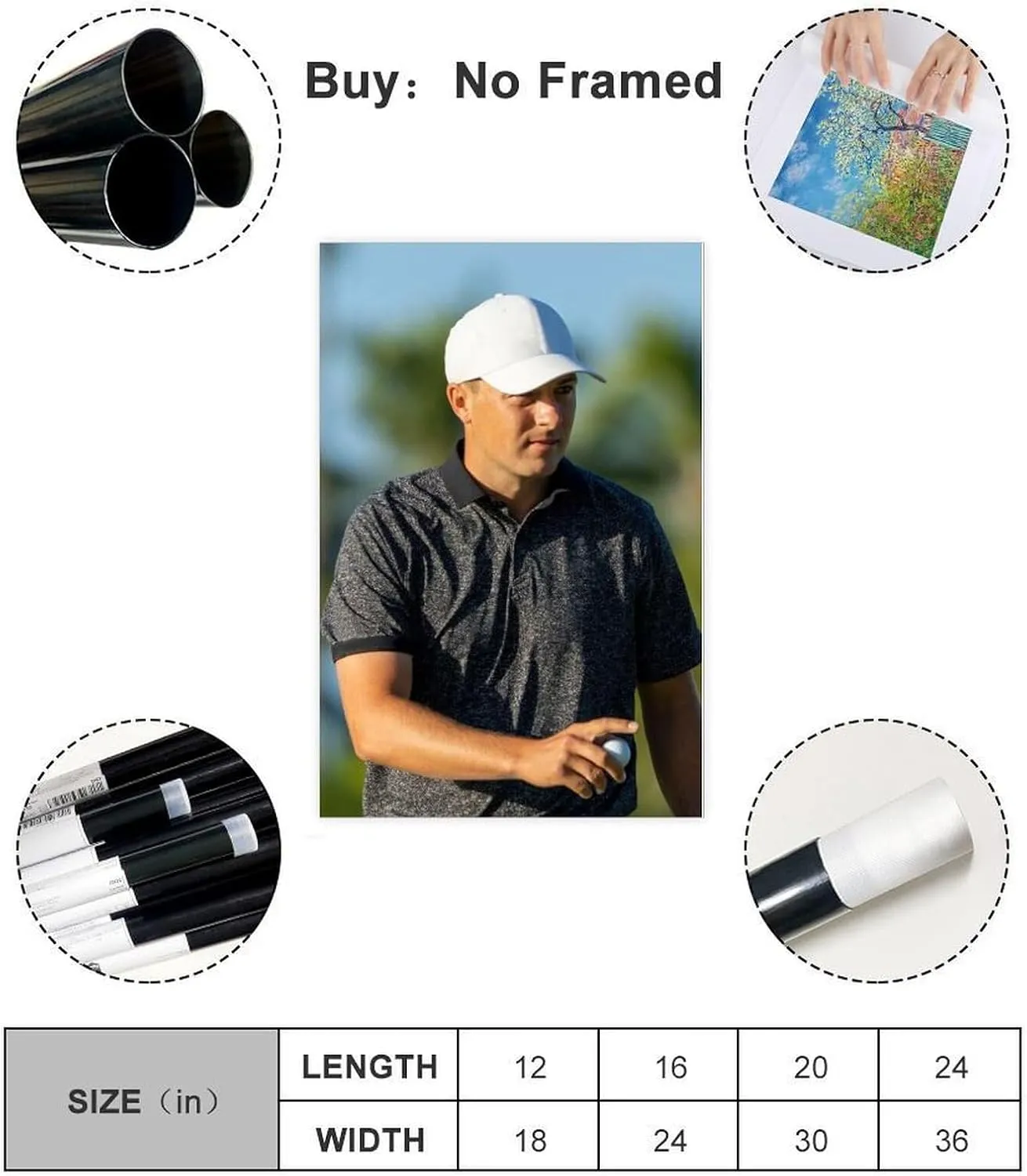 Jordan Spieth Golf Poster26 Canvas Poster Wall Art Decor Print Picture Paintings for Living Room Bedroom Decoration Unframe:12x18inch(30x45cm)