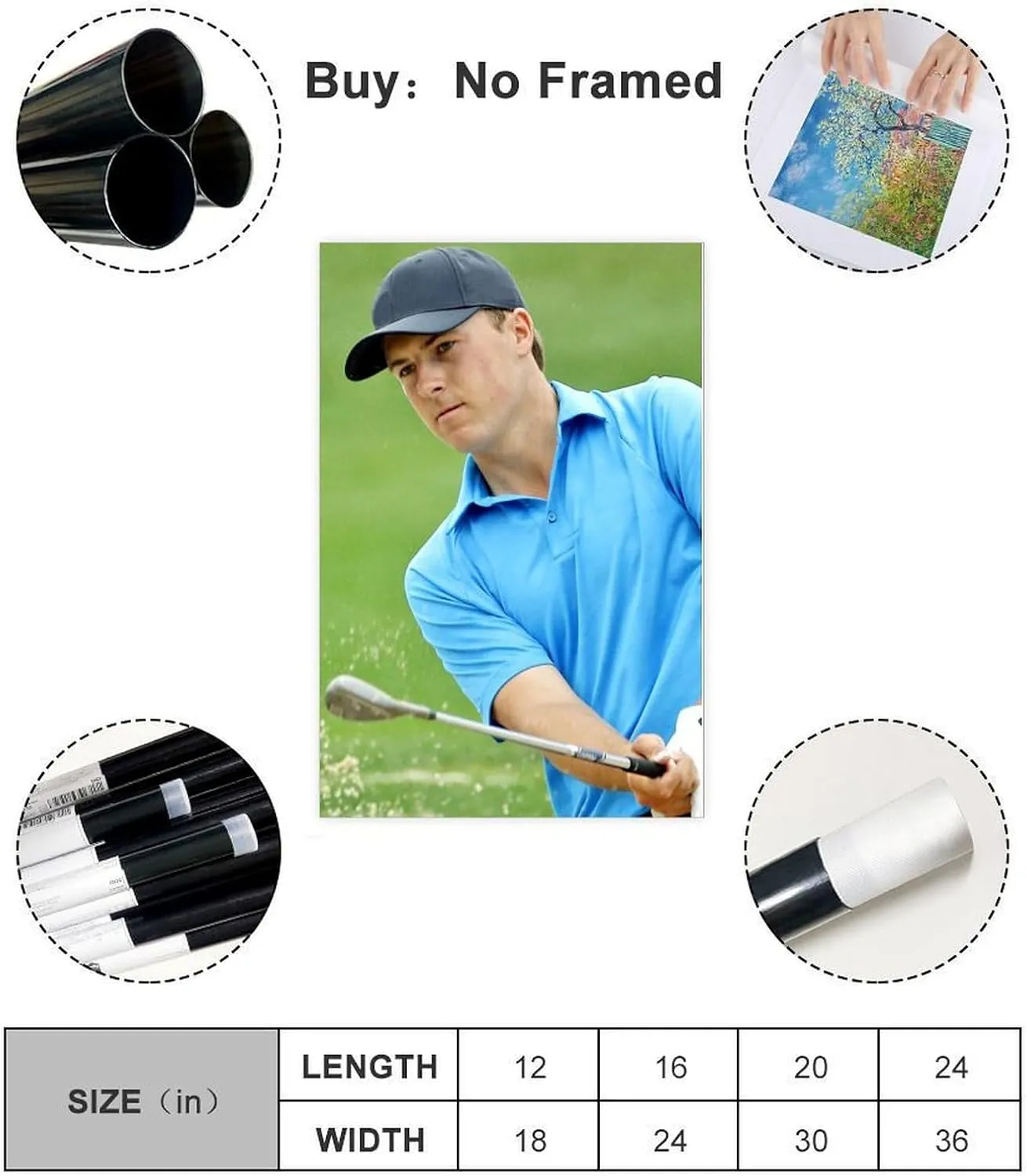 Jordan Spieth Golf Poster81 Canvas Poster Wall Art Decor Print Picture Paintings for Living Room Bedroom Decoration Unframe:16x24inch(40x60cm)