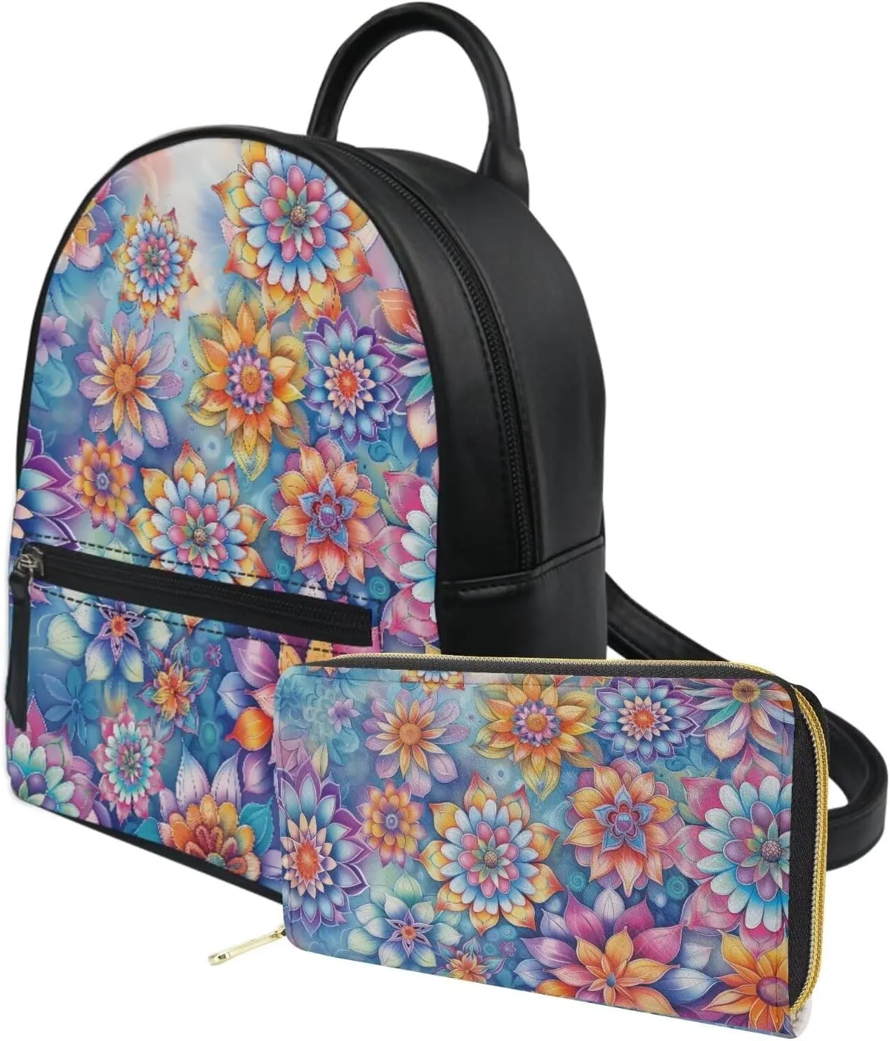 JoyLamoria Blossom Flower Backpack Shoulder Bag Backpack Lightweight Portable Wallet Coin Purse Handbag for Women Girls