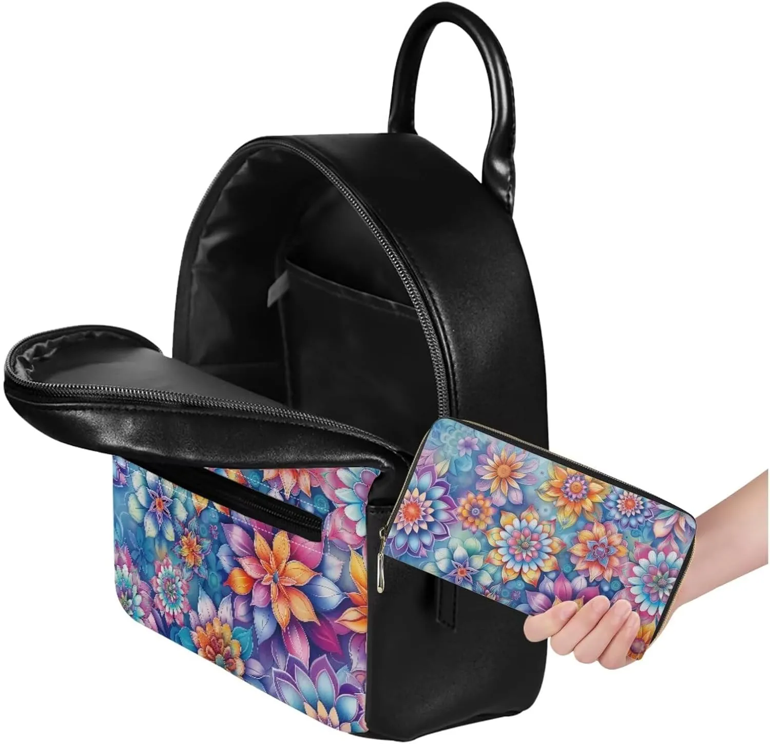 JoyLamoria Blossom Flower Backpack Shoulder Bag Backpack Lightweight Portable Wallet Coin Purse Handbag for Women Girls