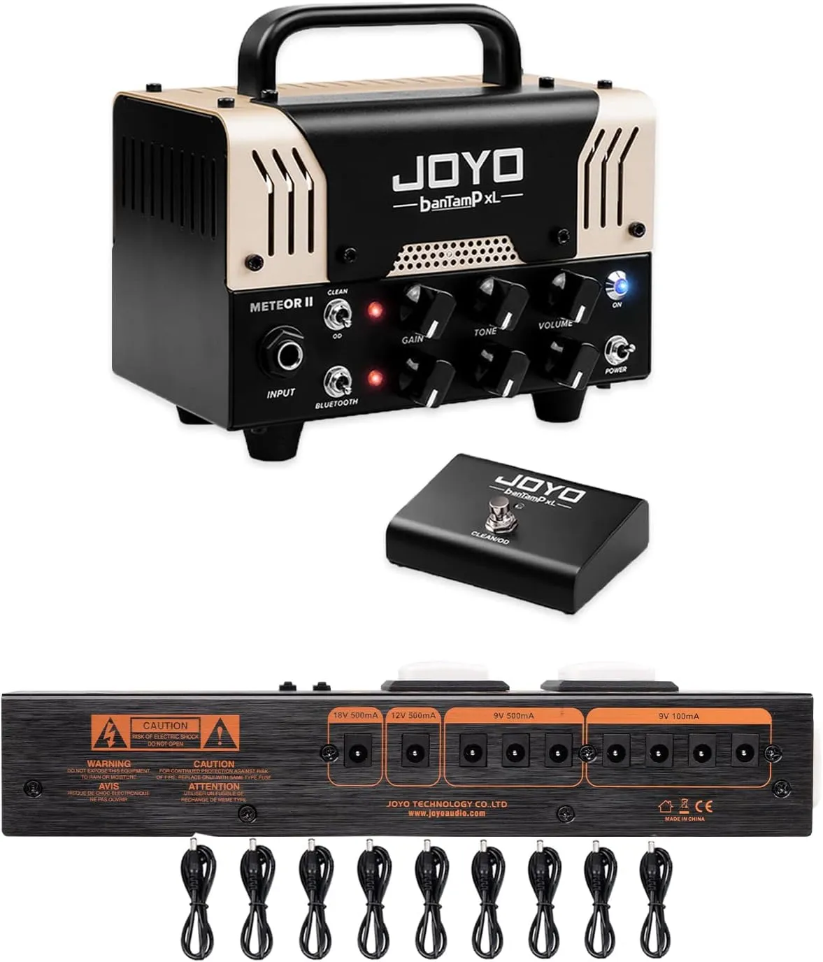 JOYO Meteor II Hybrid Amplifier Tueb Head 20 Watt Preamp and JP-07 Music Instruments 1200W AC Power Adapter Wall Socket