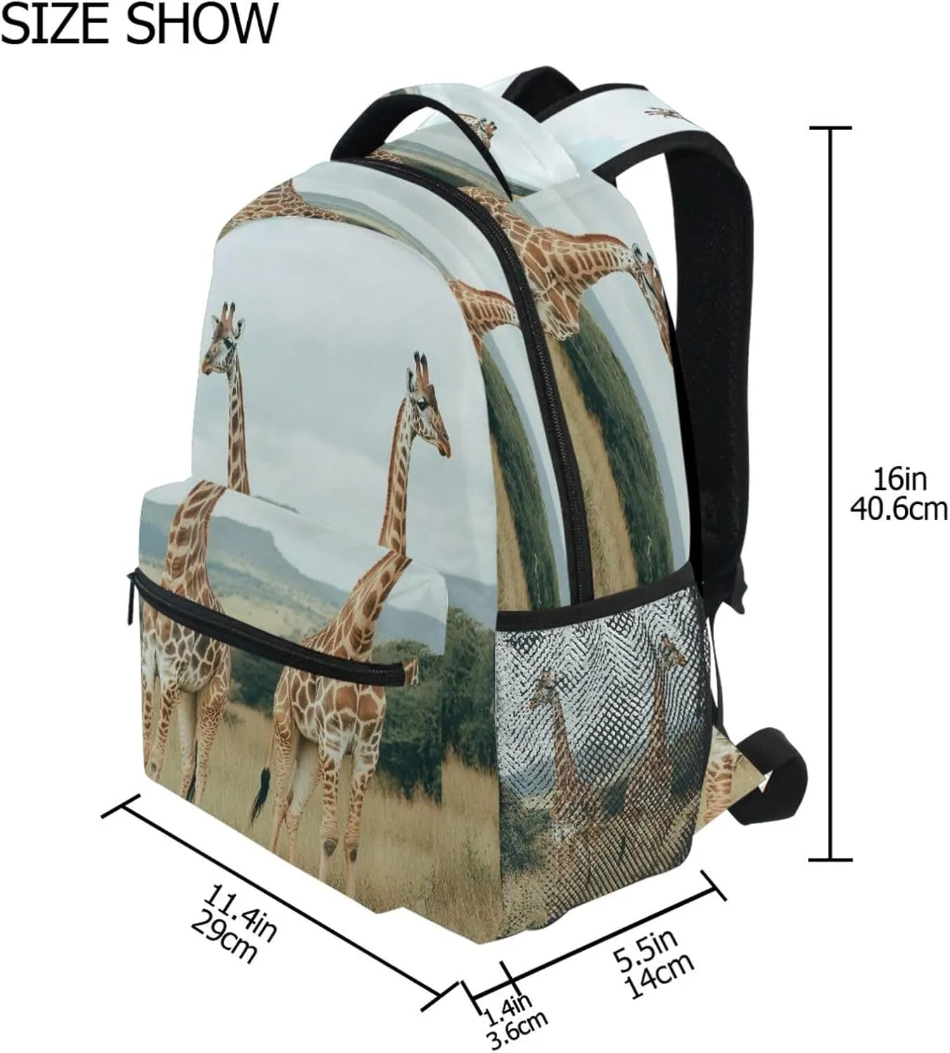 JSTEL Cartoon Giraffe Backpack for School Elementary,Kid Bookbag Giraffe Toddler Backpack Kid Back to School Gift