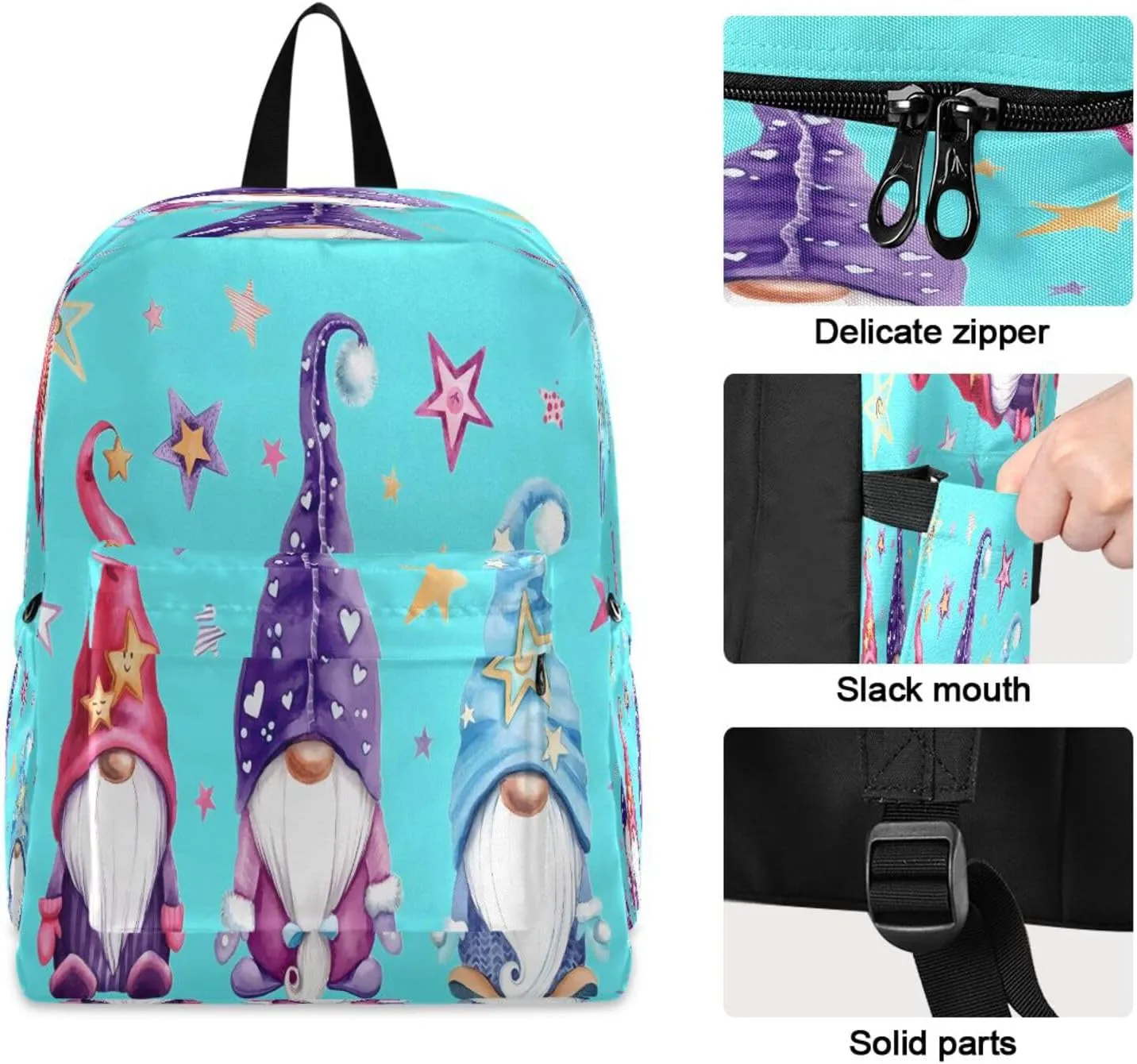 JSTEL Gnome Backpack for School Elementary,Kid Bookbag Gnome Toddler Backpack Teenager School Backpack