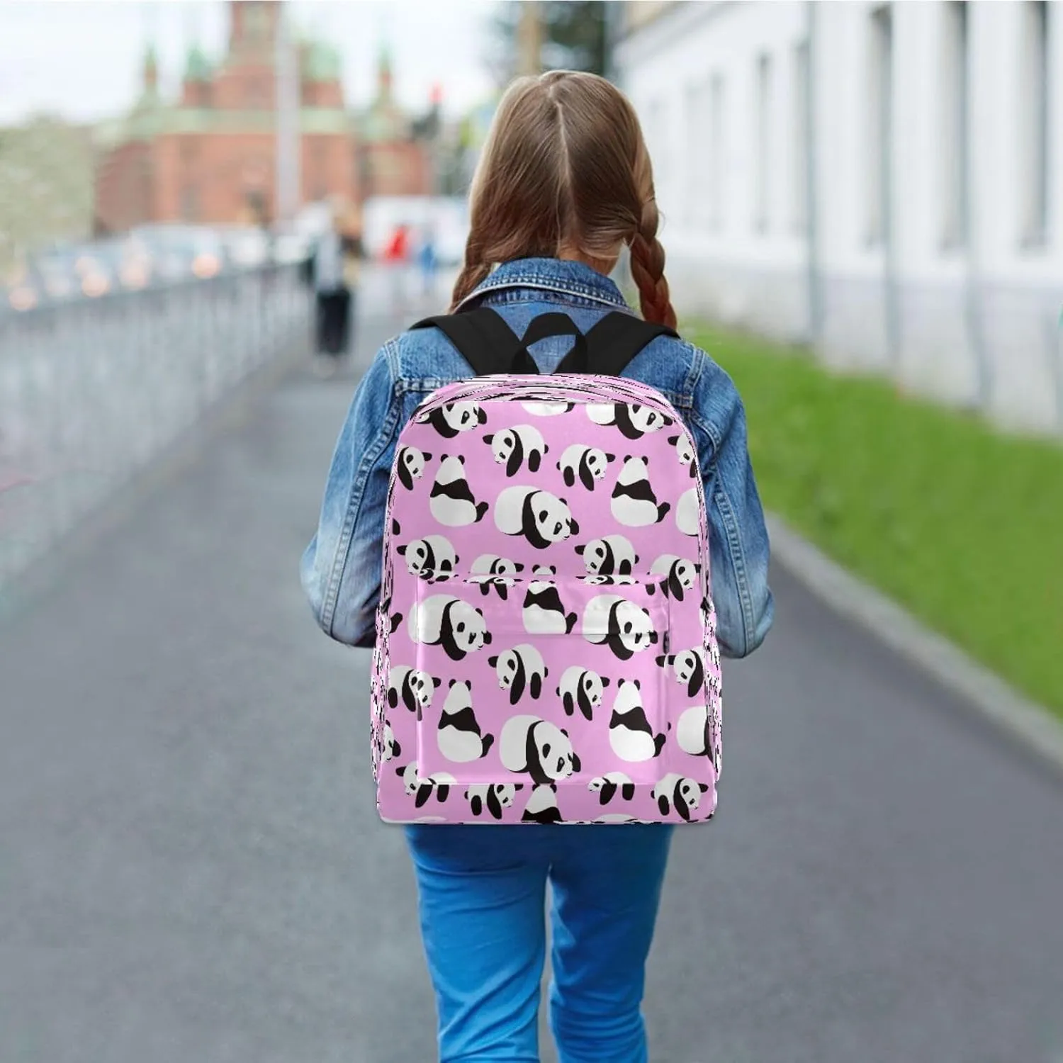 JSTEL Panda School Backpack for Kid 5-19 yrs,Panda Backpack Childen School Bag Polyester Bookbag