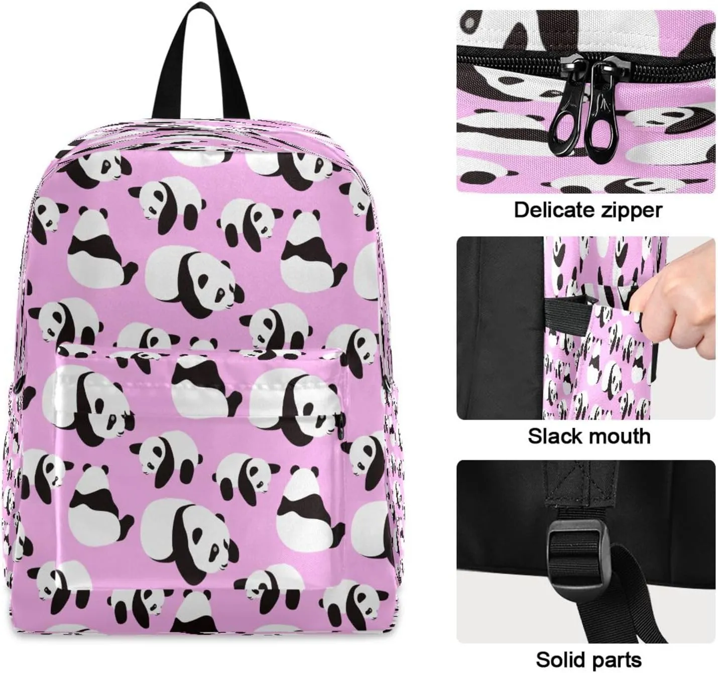 JSTEL Panda School Backpack for Kid 5-19 yrs,Panda Backpack Childen School Bag Polyester Bookbag