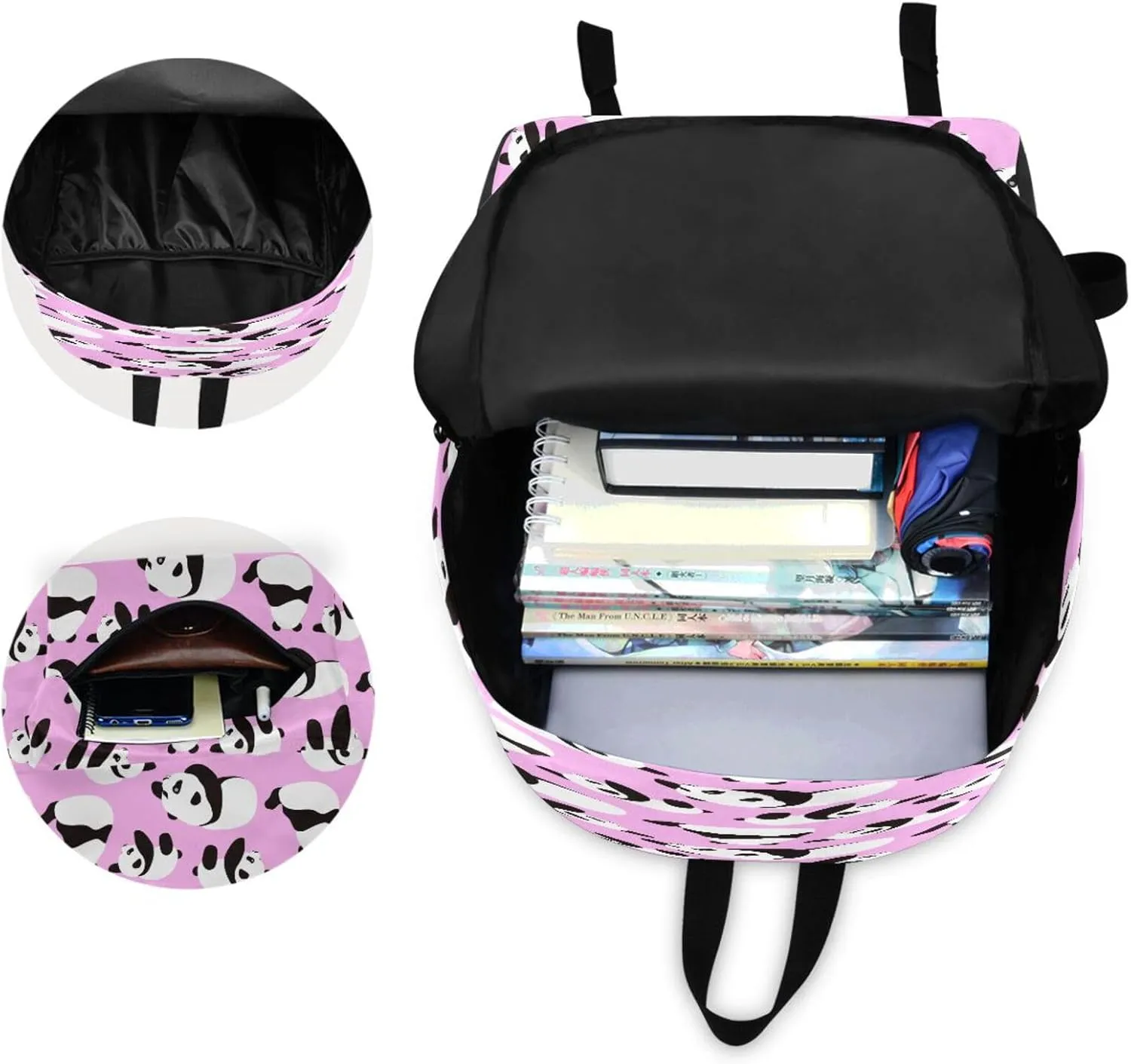 JSTEL Panda School Backpack for Kid 5-19 yrs,Panda Backpack Childen School Bag Polyester Bookbag