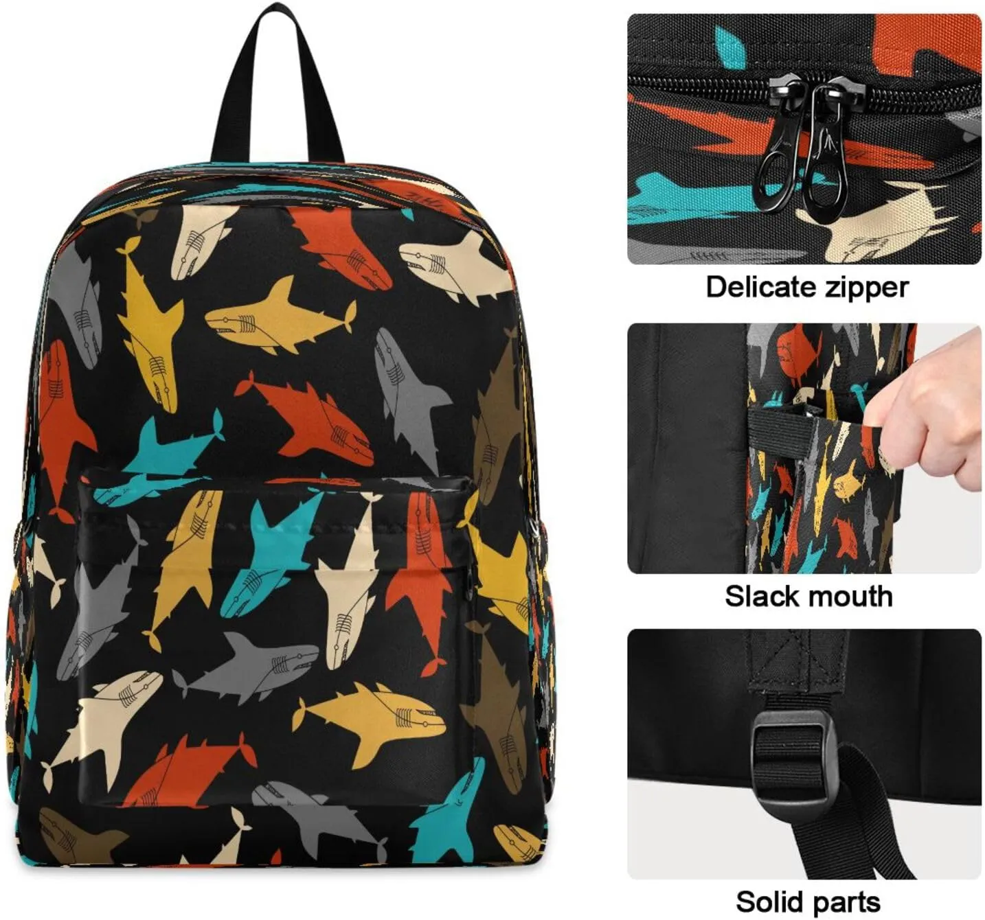 JSTEL Shark Backpack Toddler Teenager School Backpack Shark Kid Bookbag for Boys Girl Ages 5 to 19