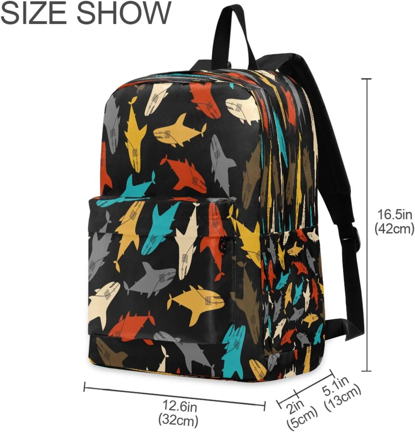 JSTEL Shark Backpack Toddler Teenager School Backpack Shark Kid Bookbag for Boys Girl Ages 5 to 19