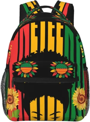 Juneteenth Black History Month Sunflower Woman Backpack Lightweight Laptop Backpack Casual Daypack Travel Double Shoulder Bag For Women Men