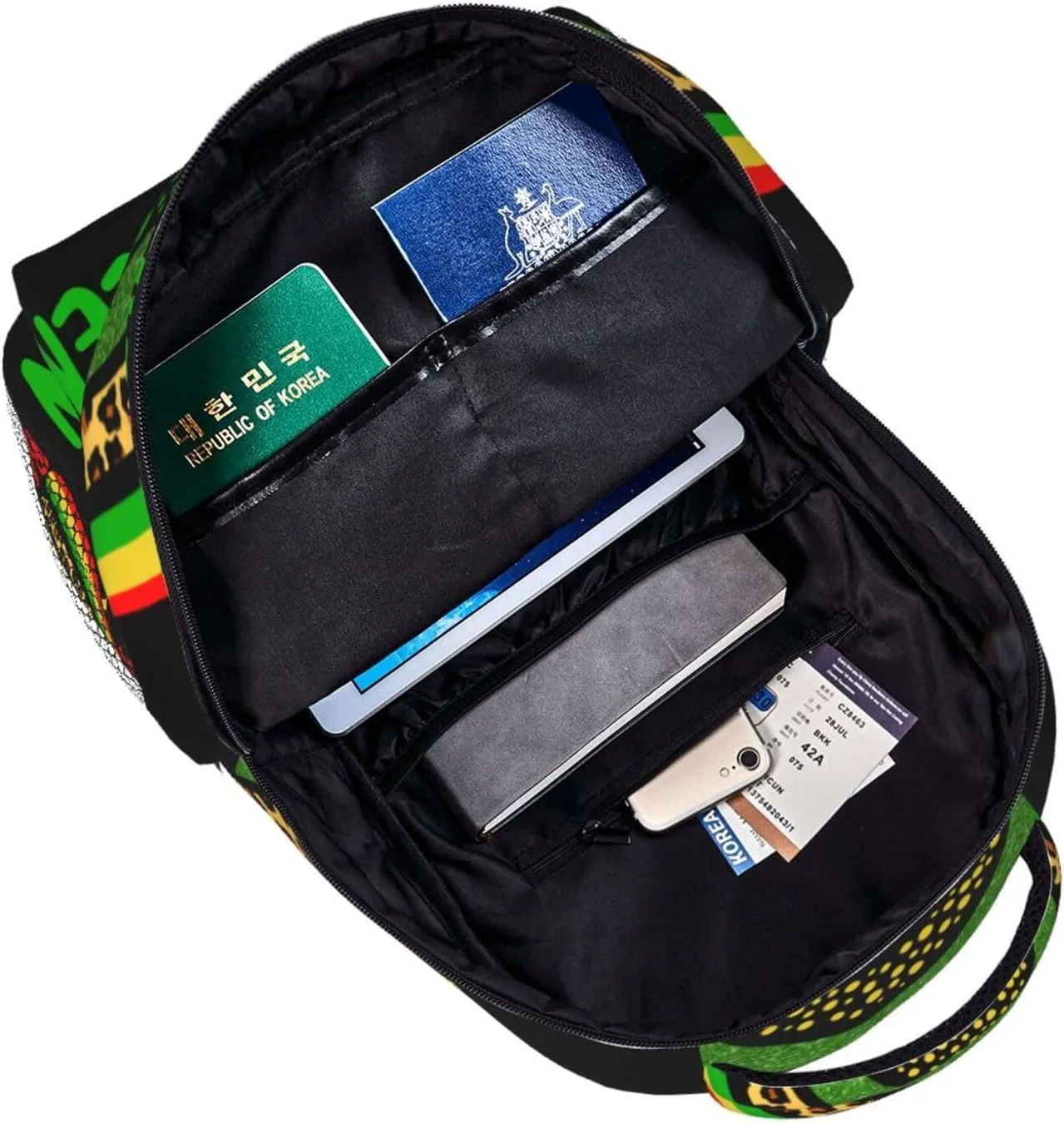 Juneteenth Black Queen Victory Fist Rainbow Leopard Backpack Lightweight Laptop Backpack Casual Daypack Travel Double Shoulder Bag For Women Men