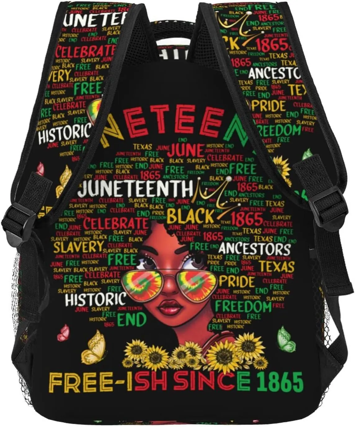 Juneteenth Free-ish Since 1865 Afro Black Women Backpack Lightweight Laptop Backpack Casual Daypack Travel Double Shoulder Bag For Women Men