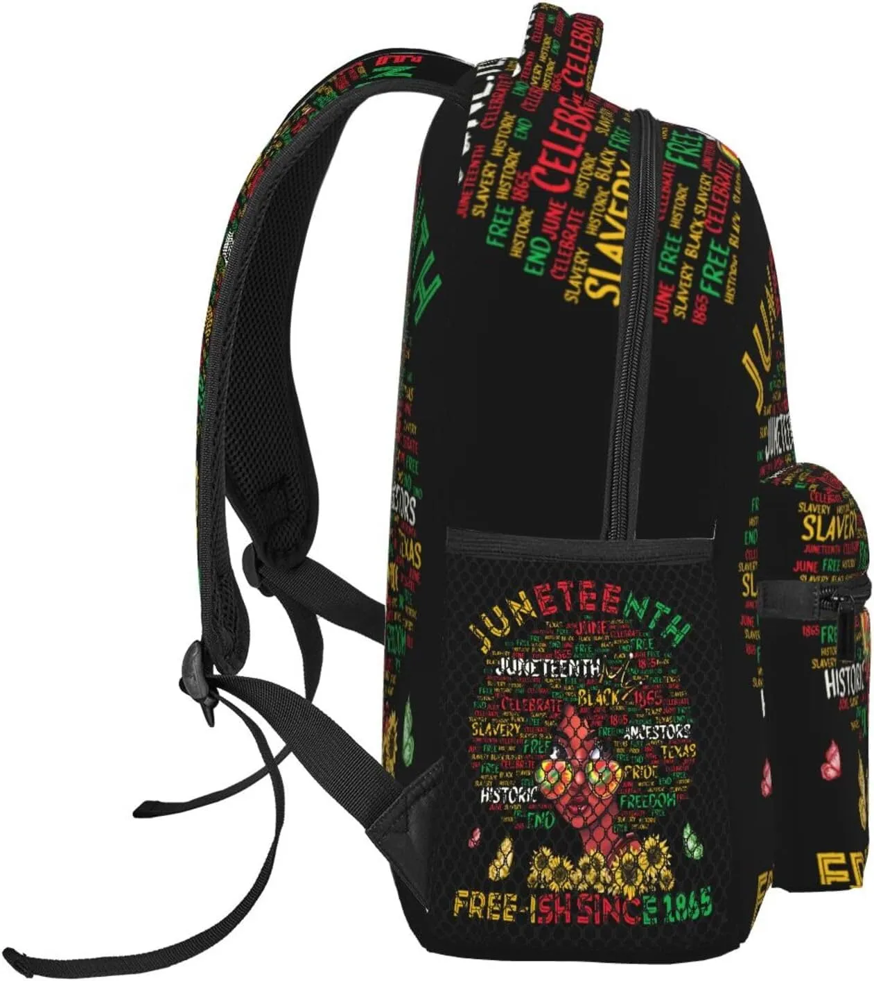 Juneteenth Free-ish Since 1865 Afro Black Women Backpack Lightweight Laptop Backpack Casual Daypack Travel Double Shoulder Bag For Women Men