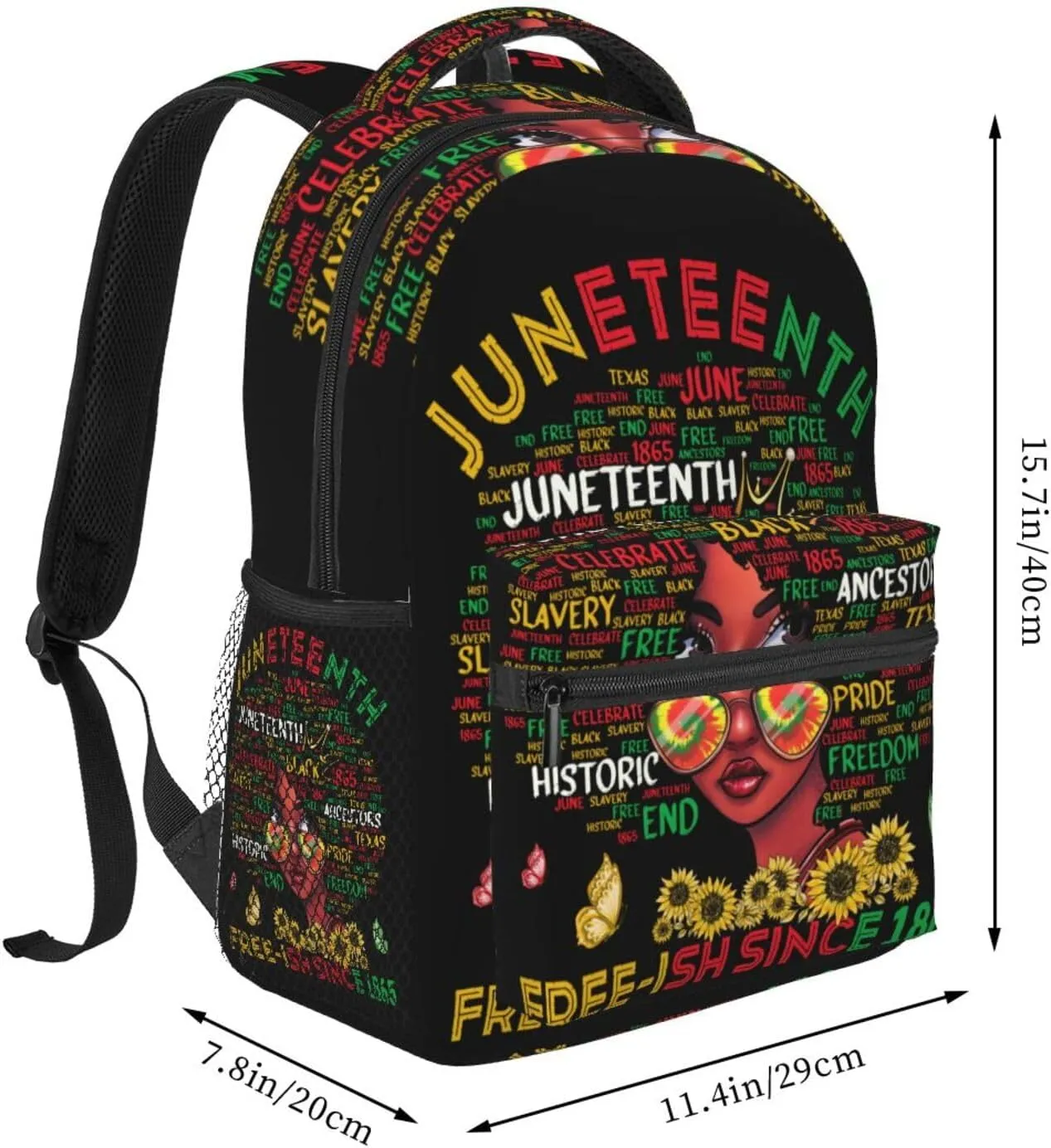 Juneteenth Free-ish Since 1865 Afro Black Women Backpack Lightweight Laptop Backpack Casual Daypack Travel Double Shoulder Bag For Women Men