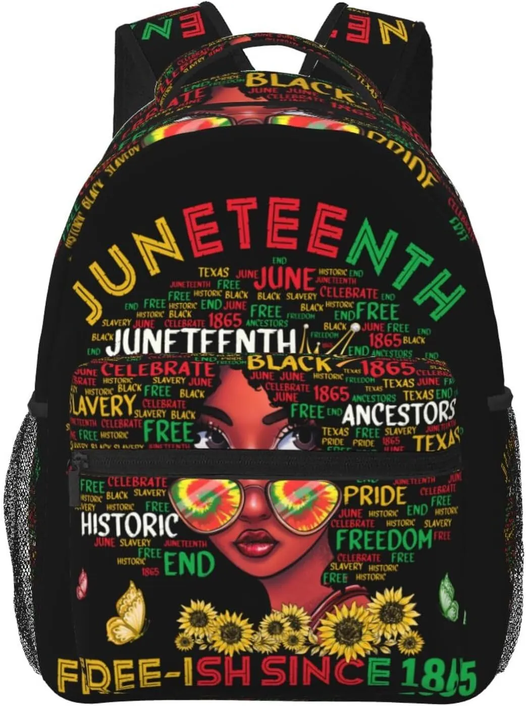 Juneteenth Free-ish Since 1865 Afro Black Women Backpack Lightweight Laptop Backpack Casual Daypack Travel Double Shoulder Bag For Women Men