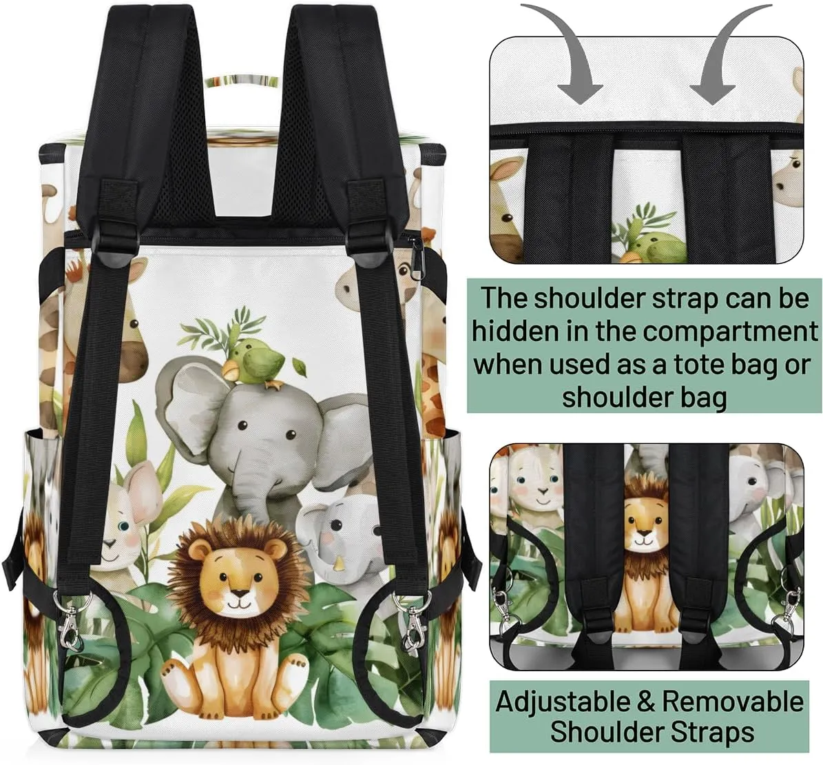 Jungle Forest Animals Travel Backpack for Women Men, Flight Approved Carry on Backpack, Laptop Weekender Casual Daypack for Travel, Work, Hiking