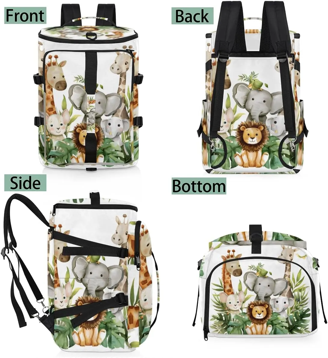 Jungle Forest Animals Travel Backpack for Women Men, Flight Approved Carry on Backpack, Laptop Weekender Casual Daypack for Travel, Work, Hiking