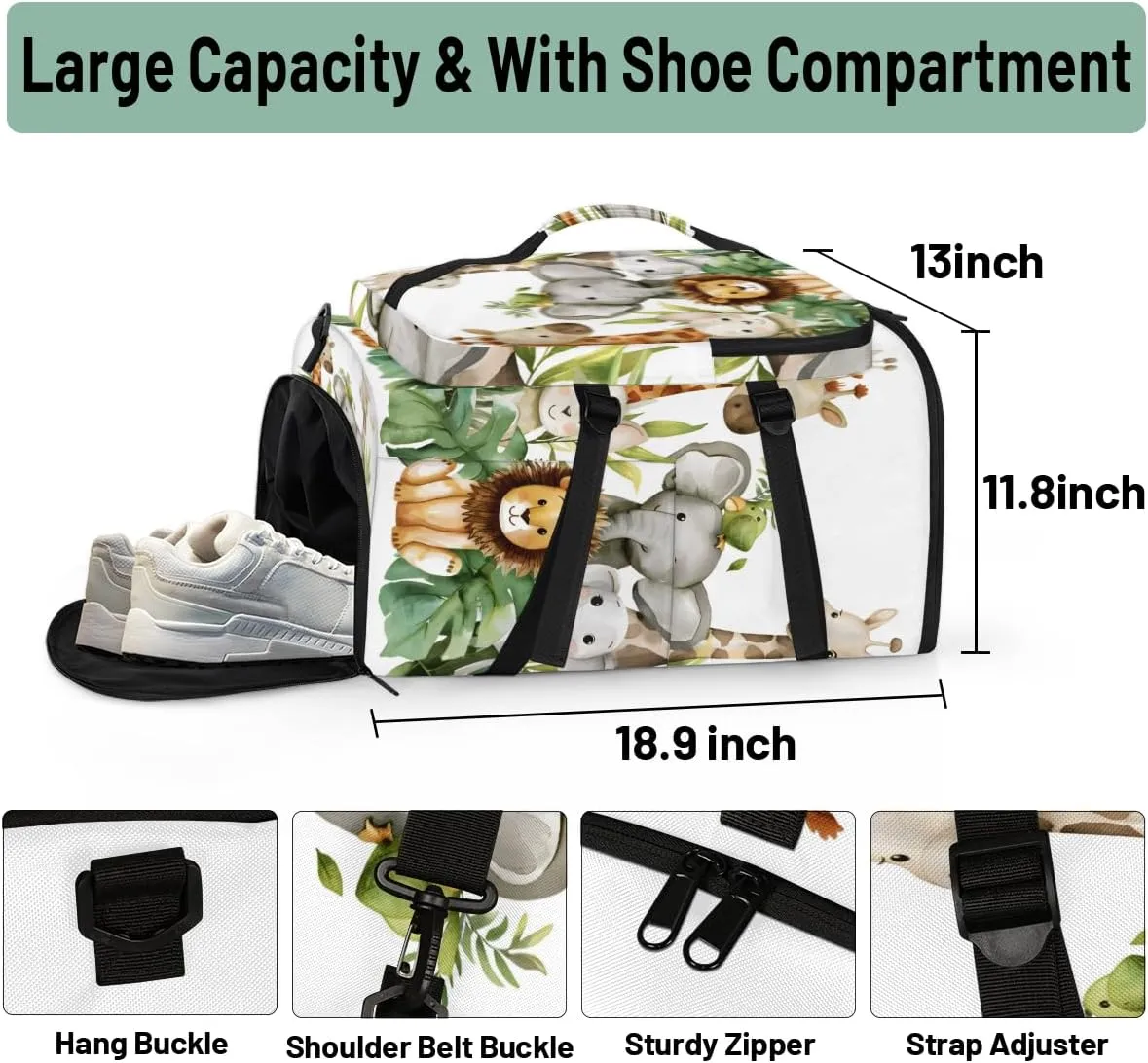Jungle Forest Animals Travel Backpack for Women Men, Flight Approved Carry on Backpack, Laptop Weekender Casual Daypack for Travel, Work, Hiking