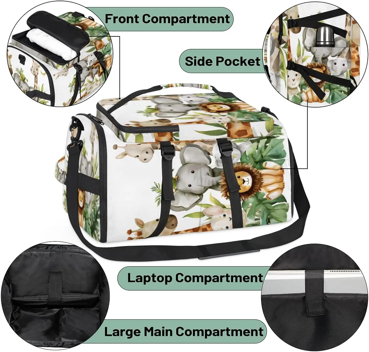 Jungle Forest Animals Travel Backpack for Women Men, Flight Approved Carry on Backpack, Laptop Weekender Casual Daypack for Travel, Work, Hiking