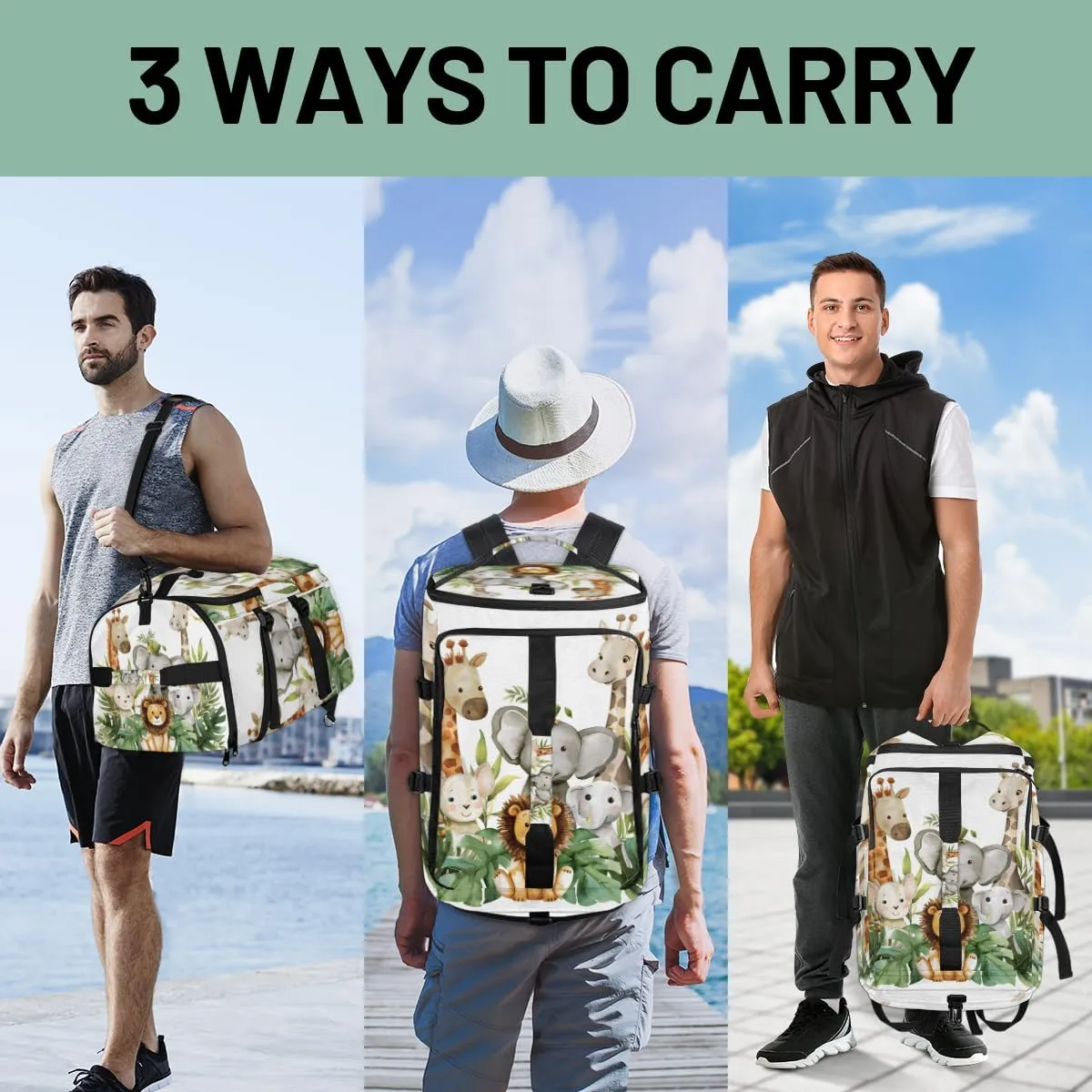 Jungle Forest Animals Travel Backpack for Women Men, Flight Approved Carry on Backpack, Laptop Weekender Casual Daypack for Travel, Work, Hiking
