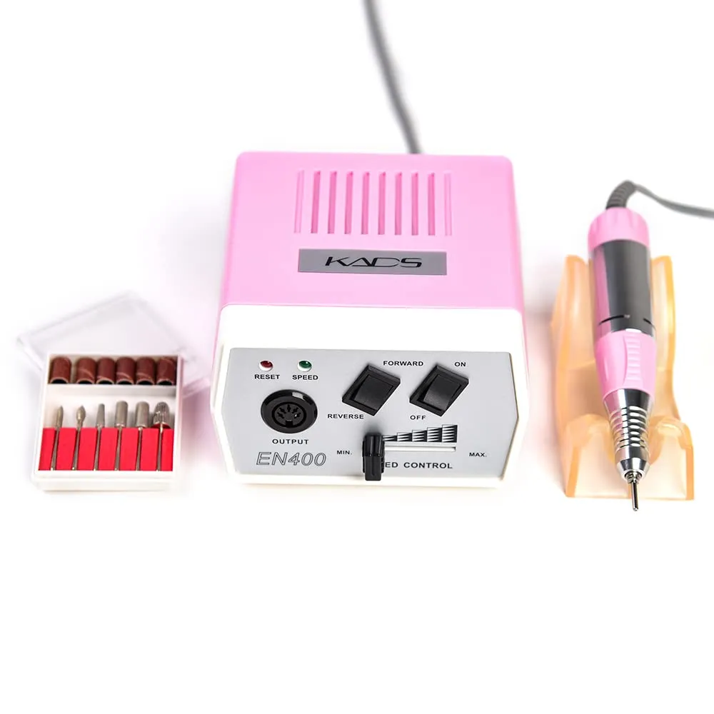 KADS 30000RPM Nail Art Drill Nail Equipment Manicure Tools Pedicure Acrylics Pink Electric Nail Art Drill Finger & Toe Machine Set (Pink)
