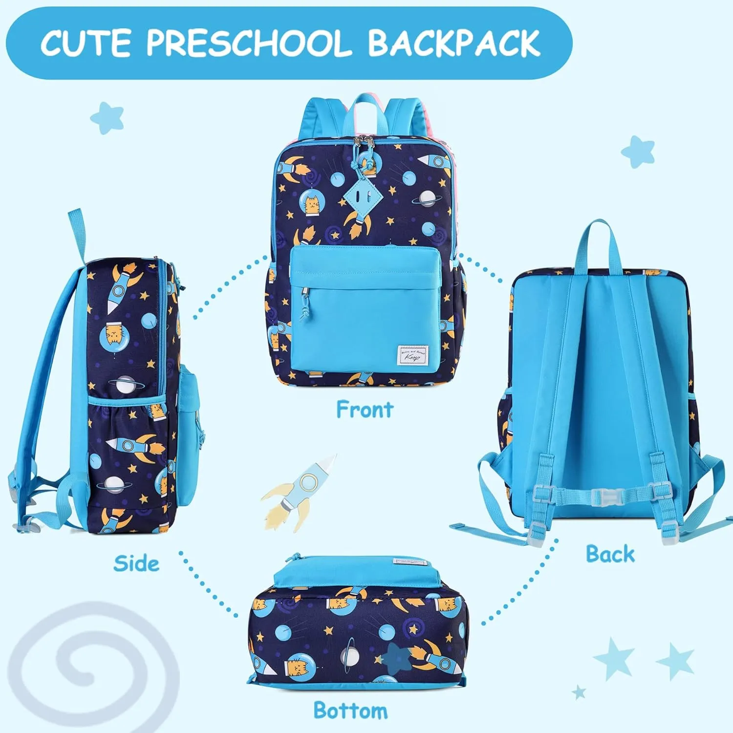 Kasqo Kids Backpack, Lightweight Toddler Backpack Children Bookbag for Preschool Kindergarten with Chest Strap