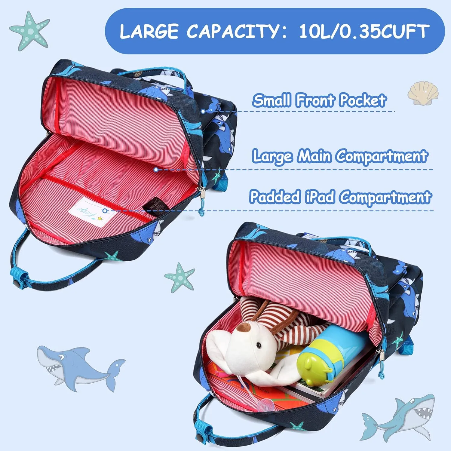 Kasqo Kids Backpack, Lightweight Toddler Backpack Children Bookbag for Preschool Kindergarten with Chest Strap