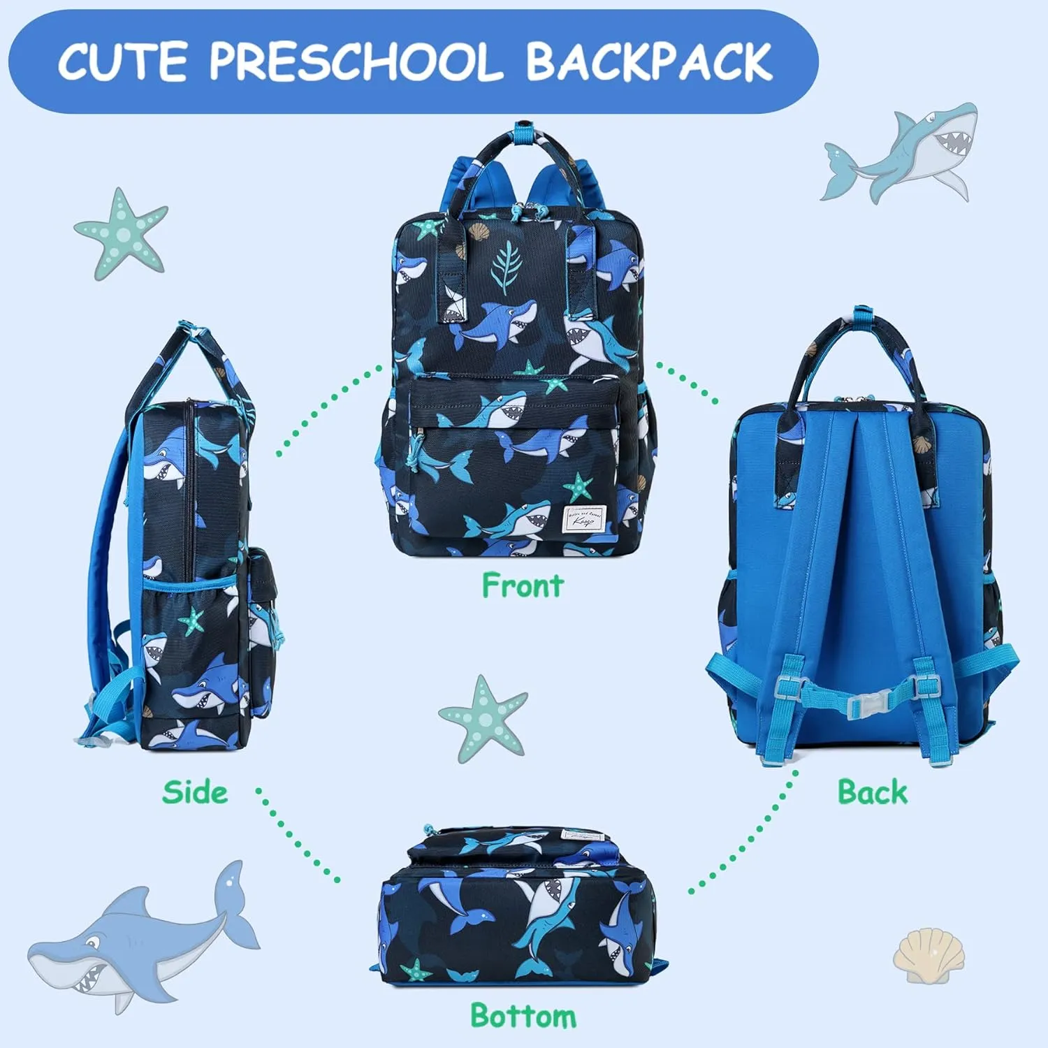Kasqo Kids Backpack, Lightweight Toddler Backpack Children Bookbag for Preschool Kindergarten with Chest Strap