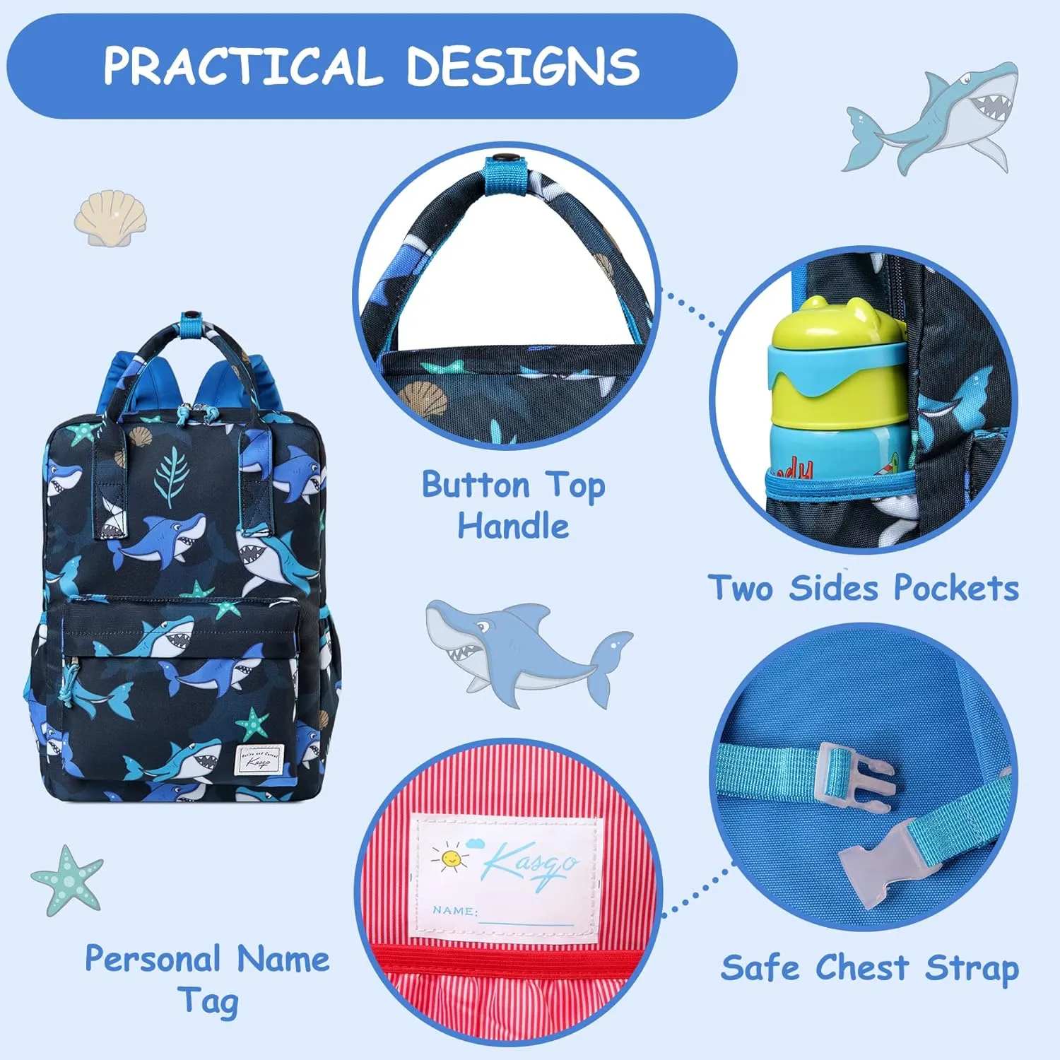 Kasqo Kids Backpack, Lightweight Toddler Backpack Children Bookbag for Preschool Kindergarten with Chest Strap
