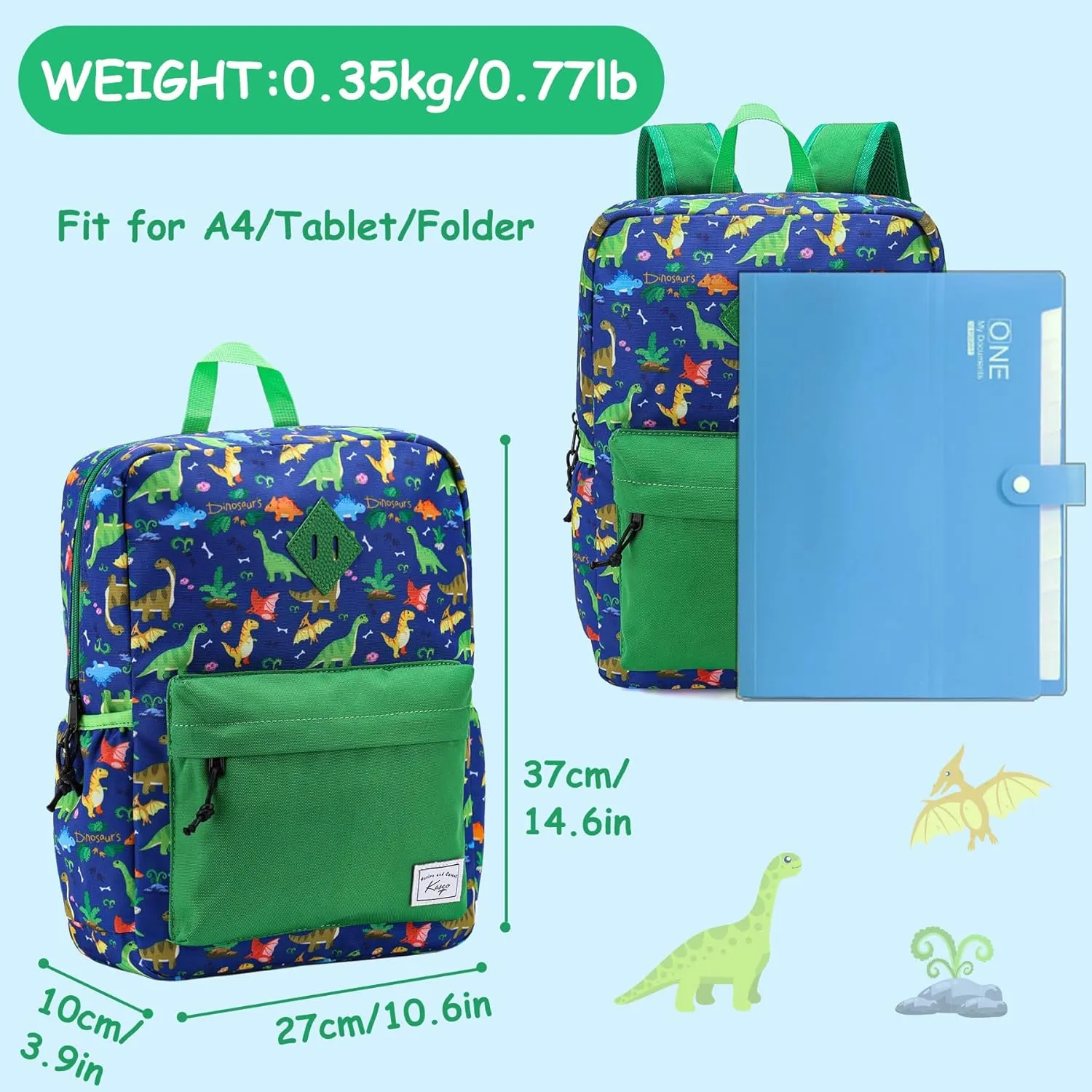 Kasqo Kids Backpack, Lightweight Toddler Backpack Children Bookbag for Preschool Kindergarten with Chest Strap