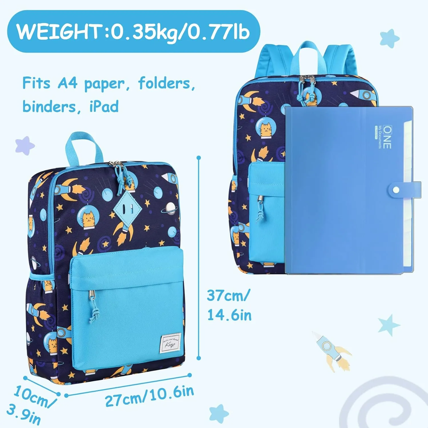 Kasqo Kids Backpack, Lightweight Toddler Backpack Children Bookbag for Preschool Kindergarten with Chest Strap