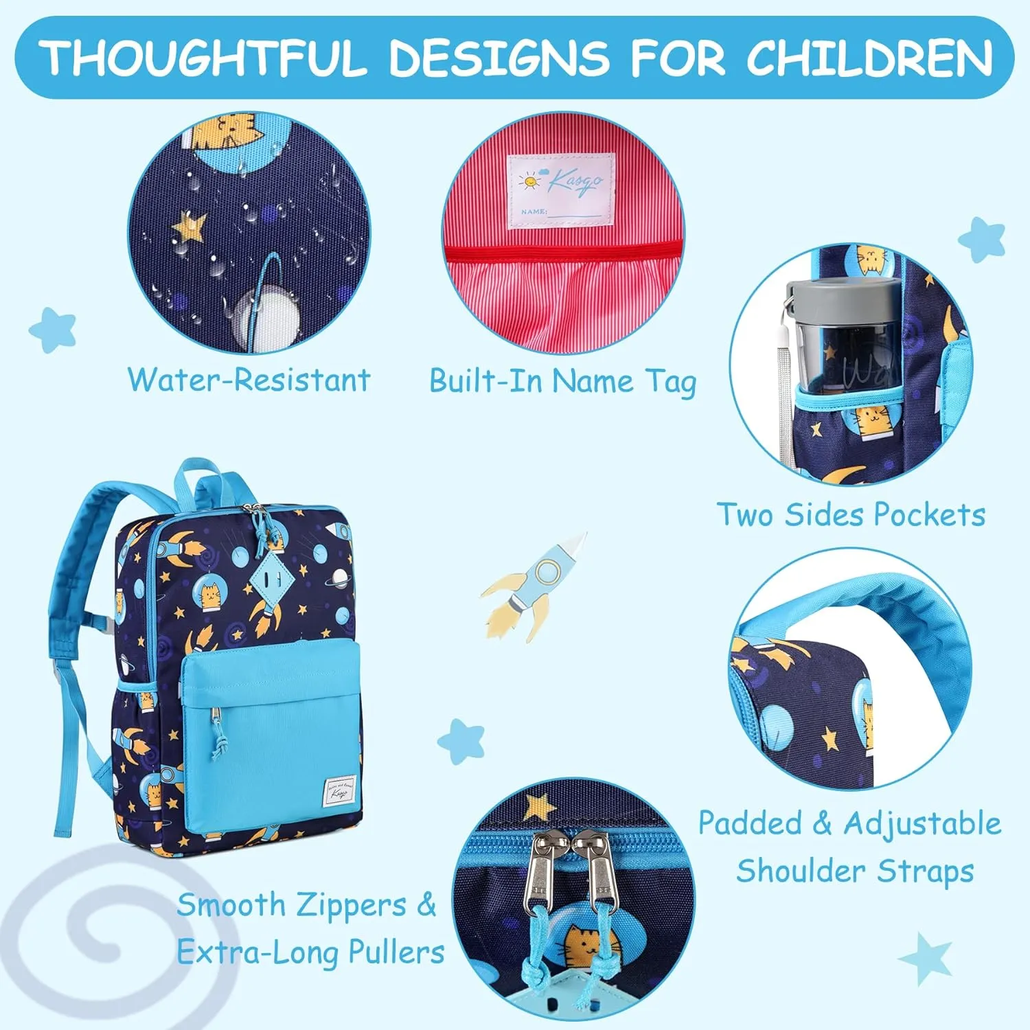 Kasqo Kids Backpack, Lightweight Toddler Backpack Children Bookbag for Preschool Kindergarten with Chest Strap