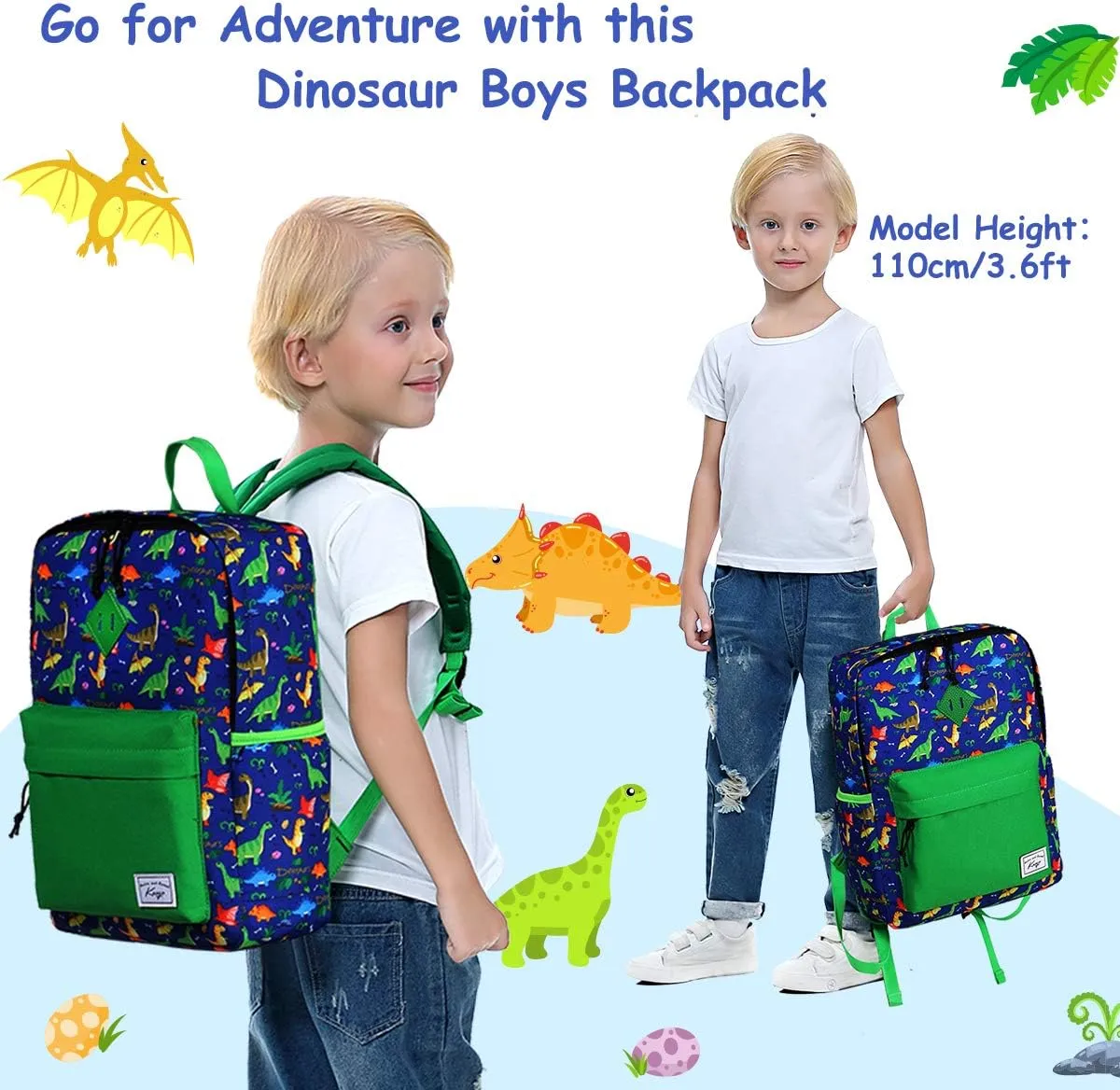Kasqo Kids Backpack, Lightweight Toddler Backpack Children Bookbag for Preschool Kindergarten with Chest Strap