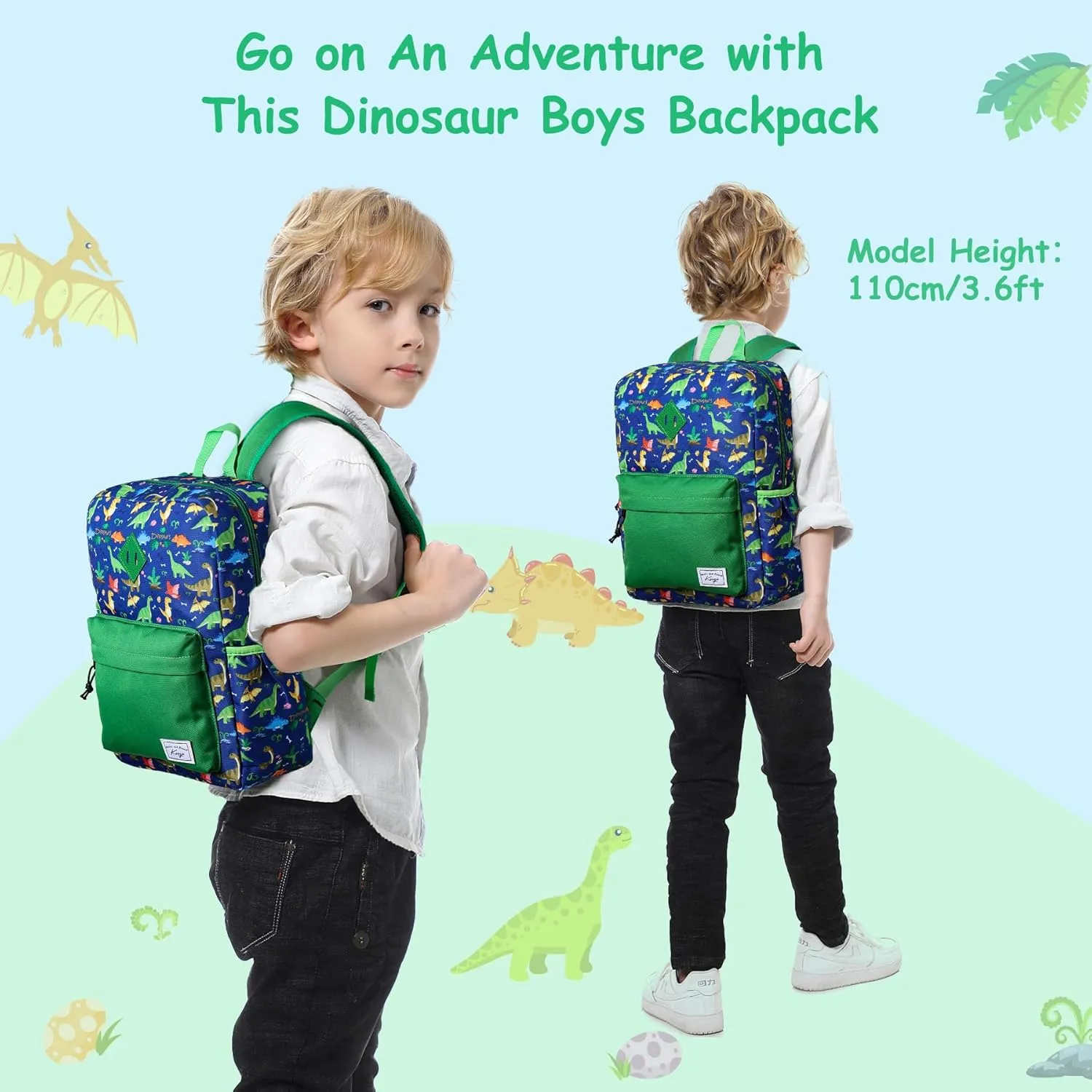 Kasqo Kids Backpack, Lightweight Toddler Backpack Children Bookbag for Preschool Kindergarten with Chest Strap