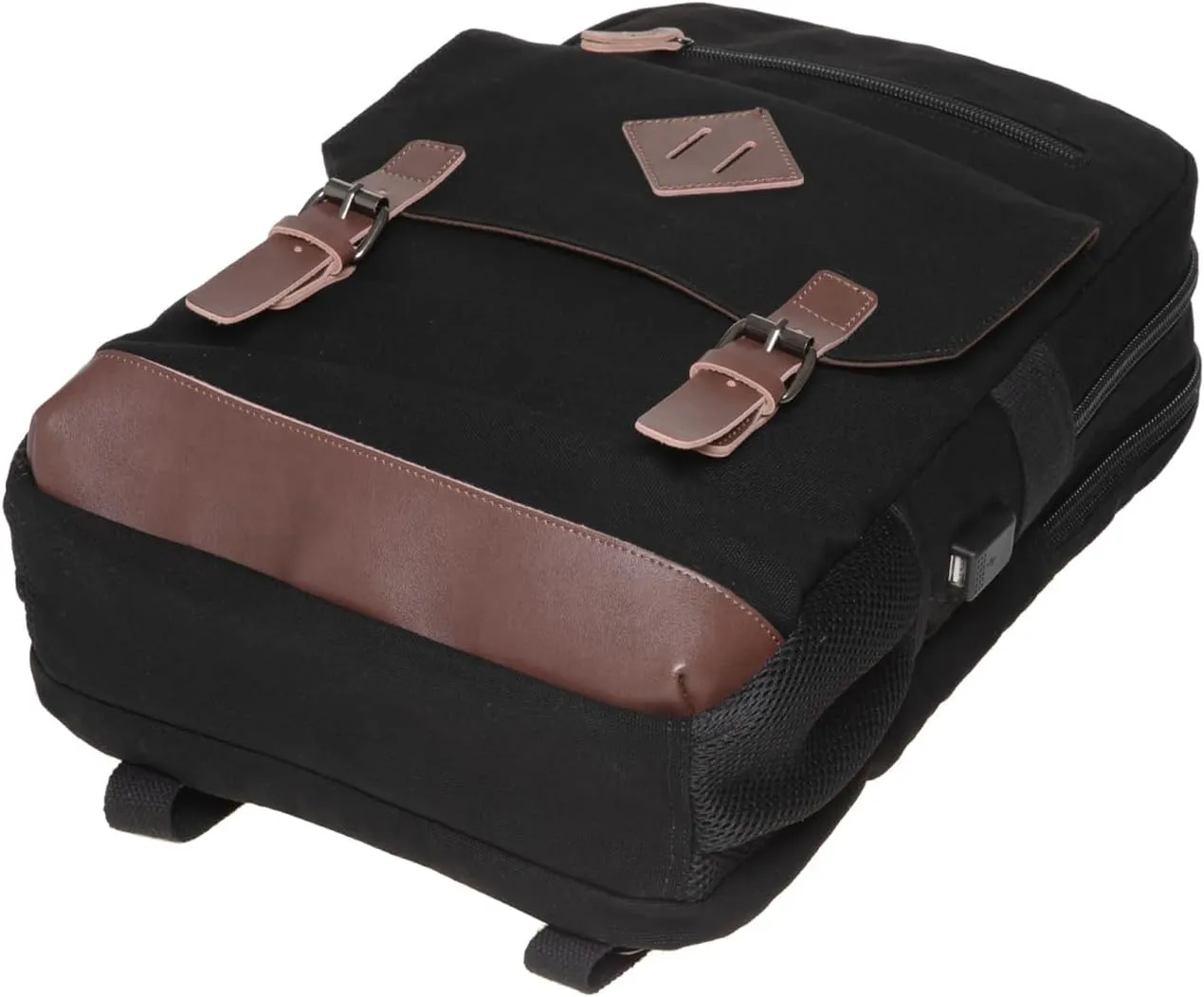 KAUKKO Vintage Canvas Backpack-Large Capacity, Multi-Functional Durable Outdoor Rucksack F19-BLACK, 16.2L