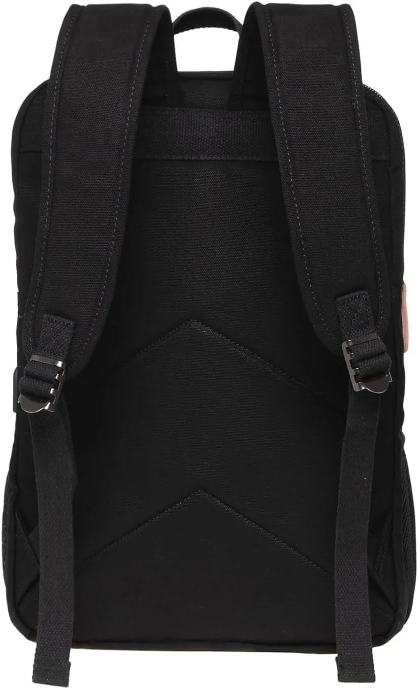 KAUKKO Vintage Canvas Backpack-Large Capacity, Multi-Functional Durable Outdoor Rucksack F19-BLACK, 16.2L