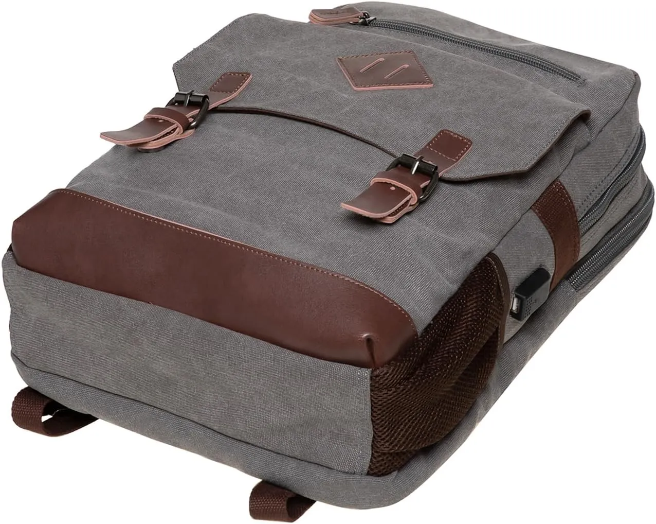 KAUKKO Vintage Canvas Backpack-Large Capacity, Multi-Functional Durable Outdoor Rucksack F19-GREY, 16.2L