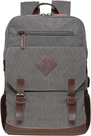 KAUKKO Vintage Canvas Backpack-Large Capacity, Multi-Functional Durable Outdoor Rucksack F19-GREY, 16.2L