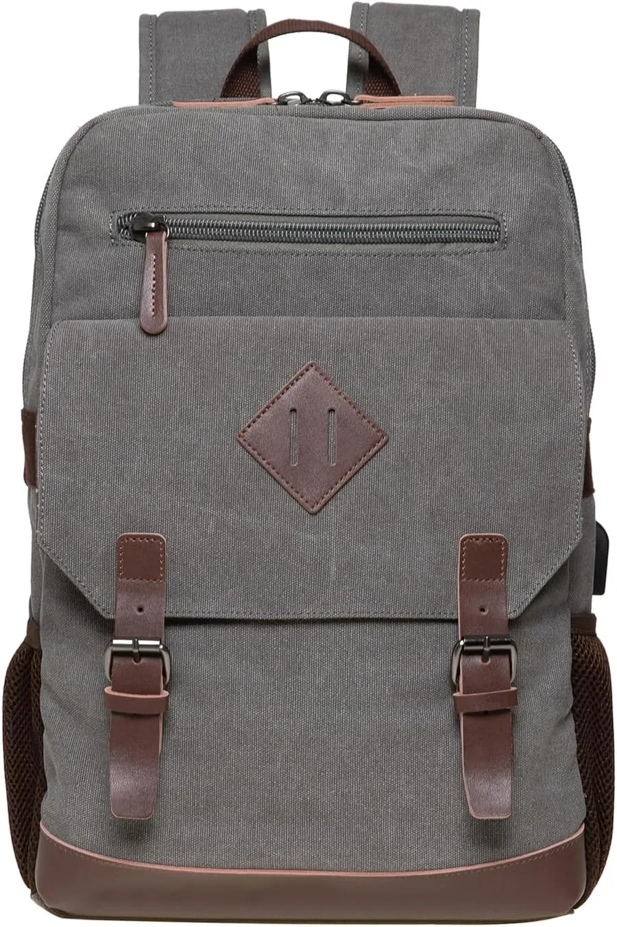 KAUKKO Vintage Canvas Backpack-Large Capacity, Multi-Functional Durable Outdoor Rucksack F19-GREY, 16.2L
